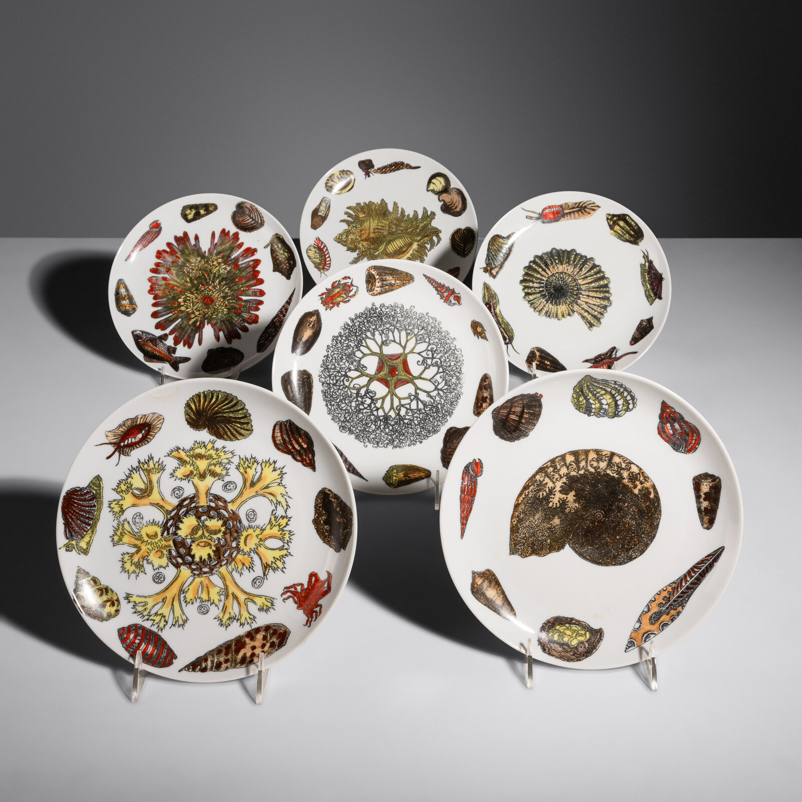 Appraisal: Piero Fornasetti Italian - Six Conchiglie Dinner Plates c Fornasetti