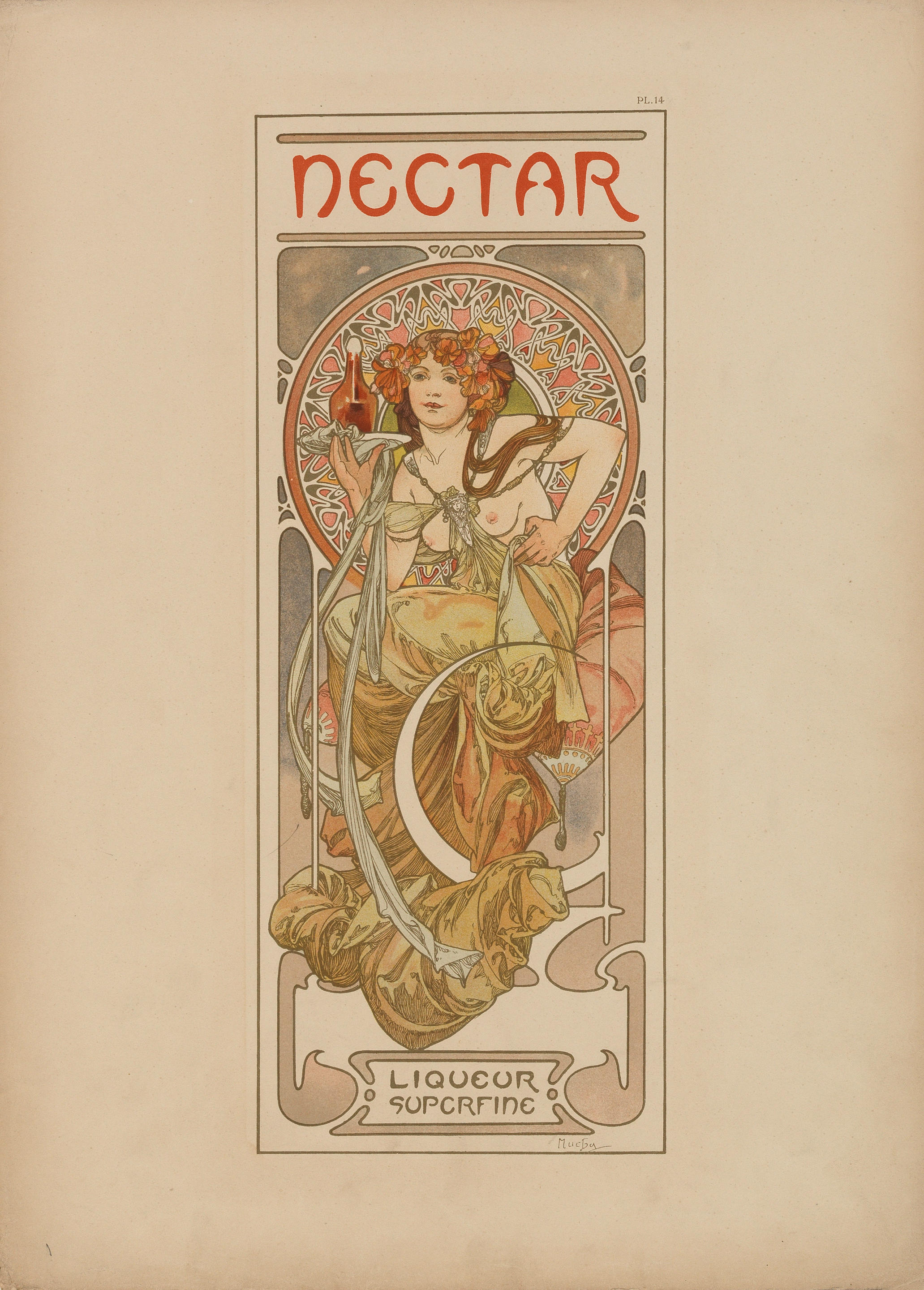 Appraisal: ALPHONSE MUCHA - NECTAR Documents D coratifs lithographic poster in