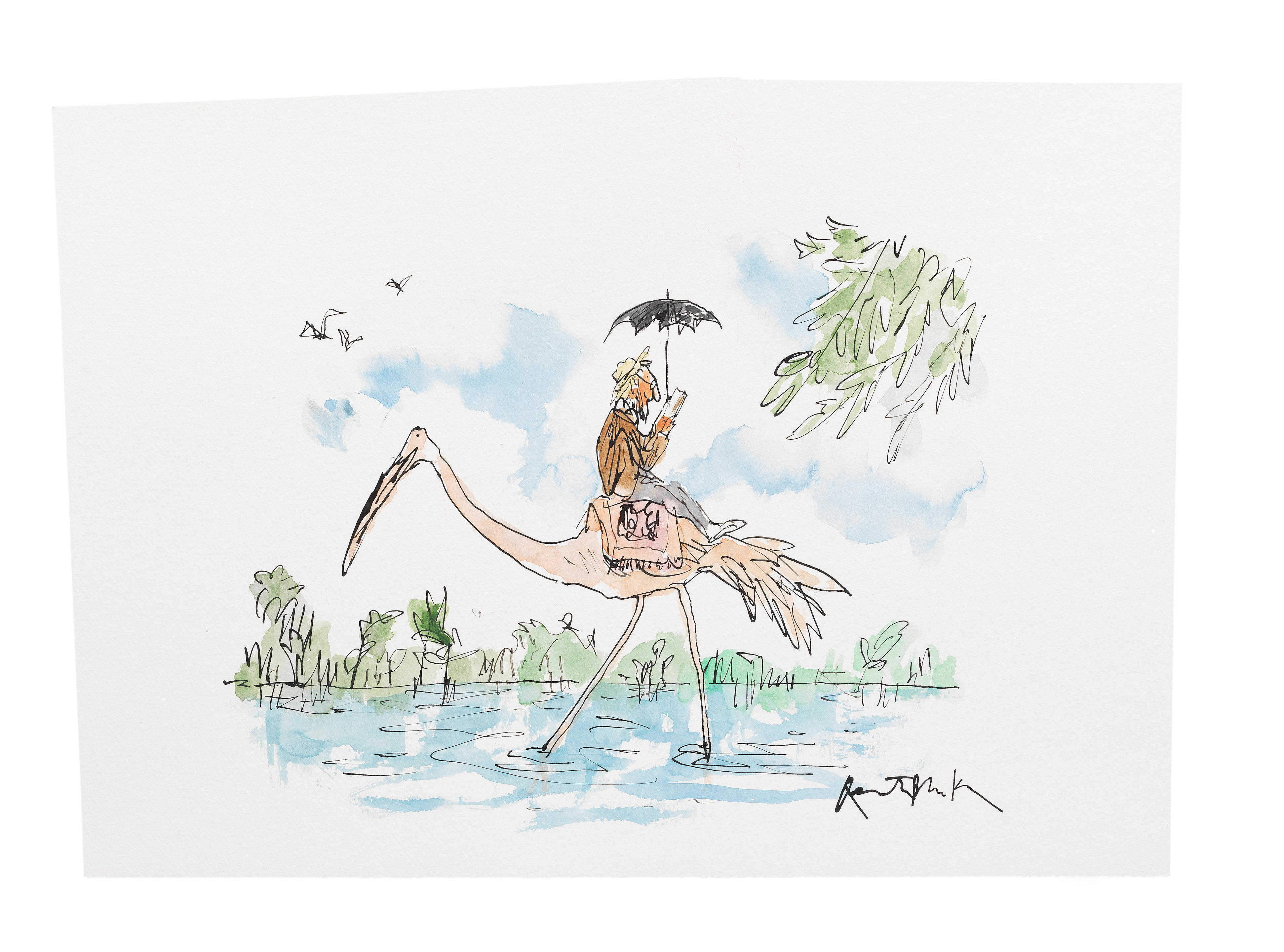 Appraisal: SIR QUENTIN BLAKE BRITISH BORN Wading Bird with Rider No