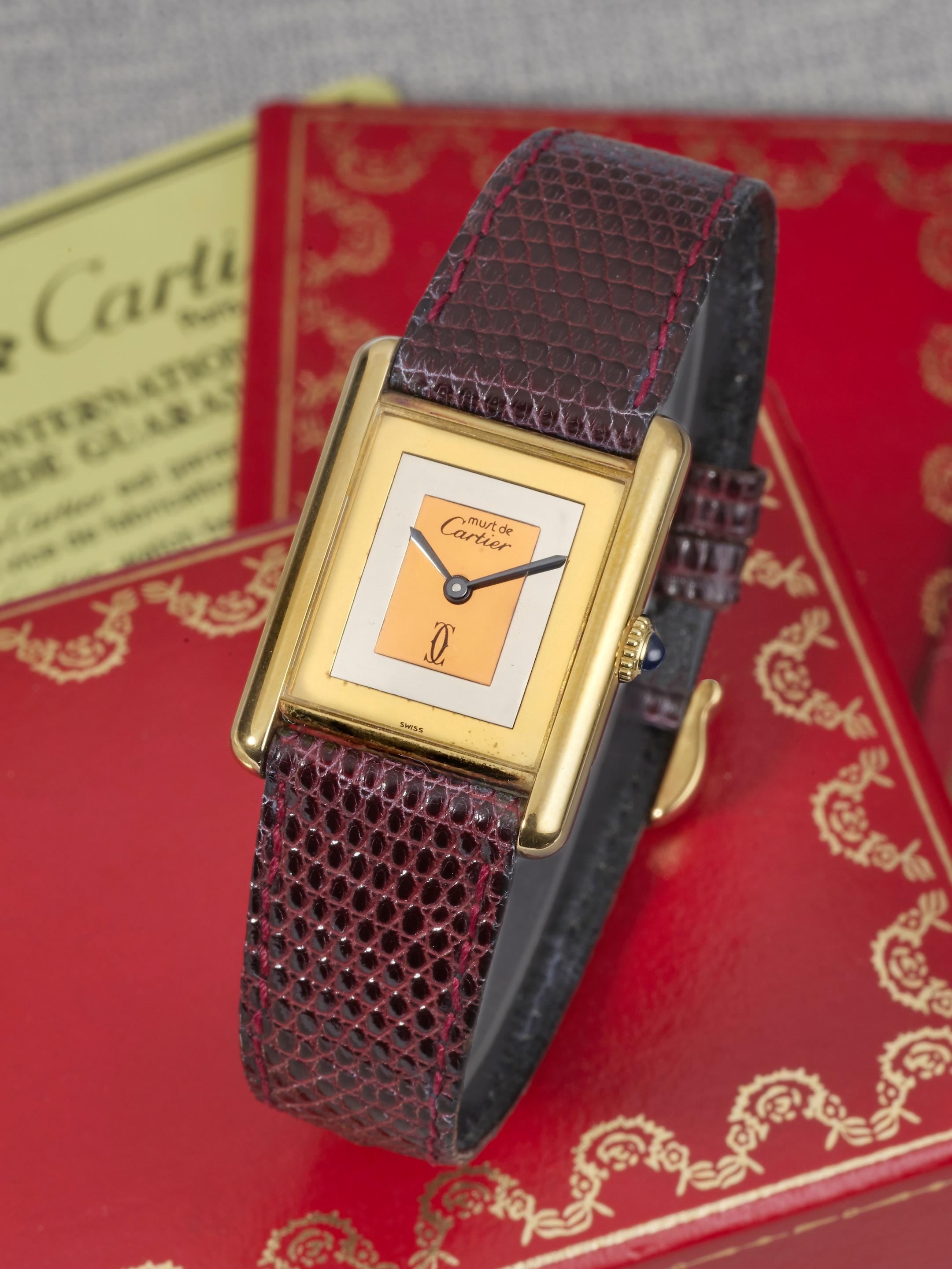 Appraisal: CARTIER TANK MUST DE CARTIER A RARE YELLOW GOLD PLATED