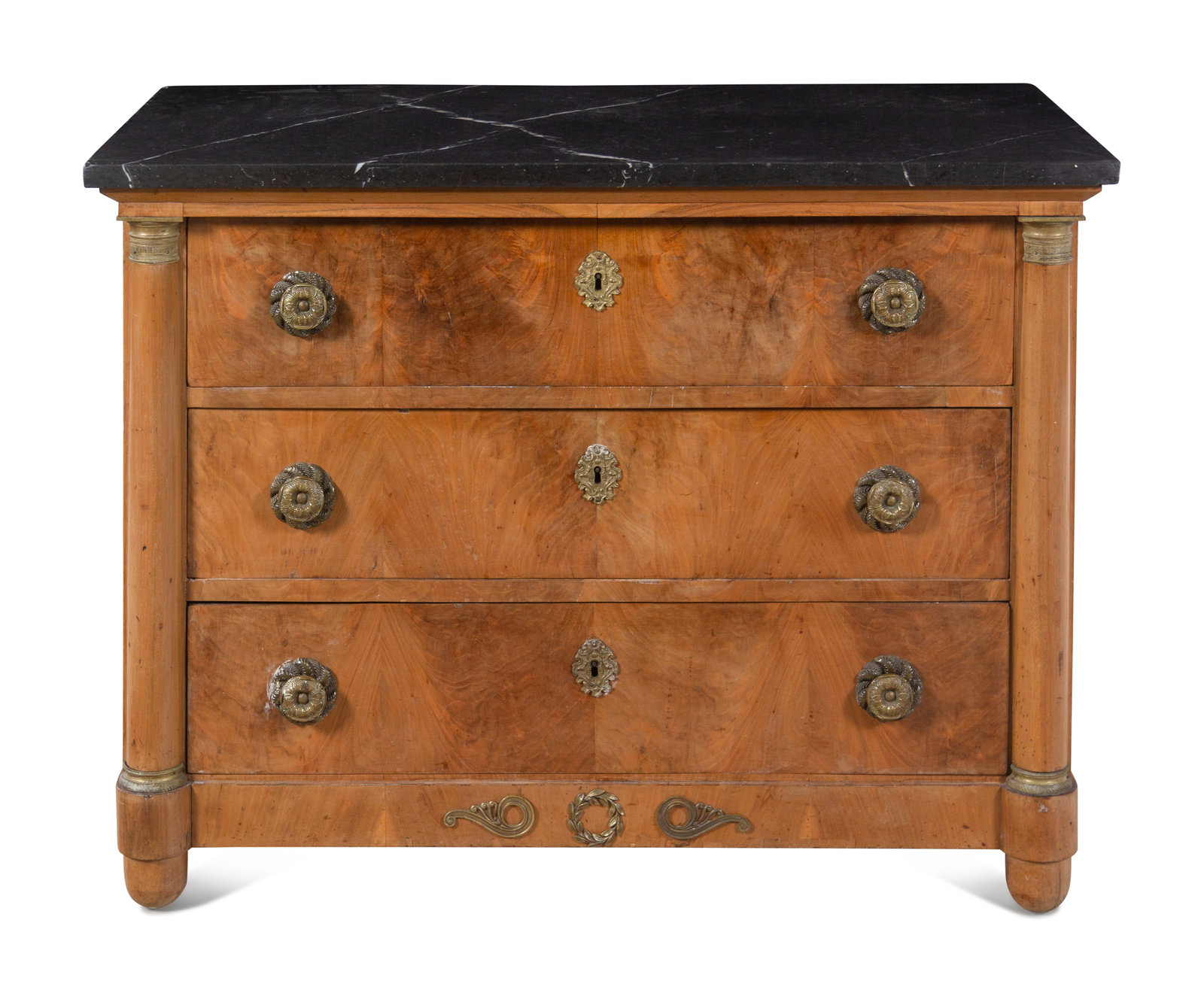 Appraisal: A German or Austrian Marble-Top Walnut Chest of Drawers th