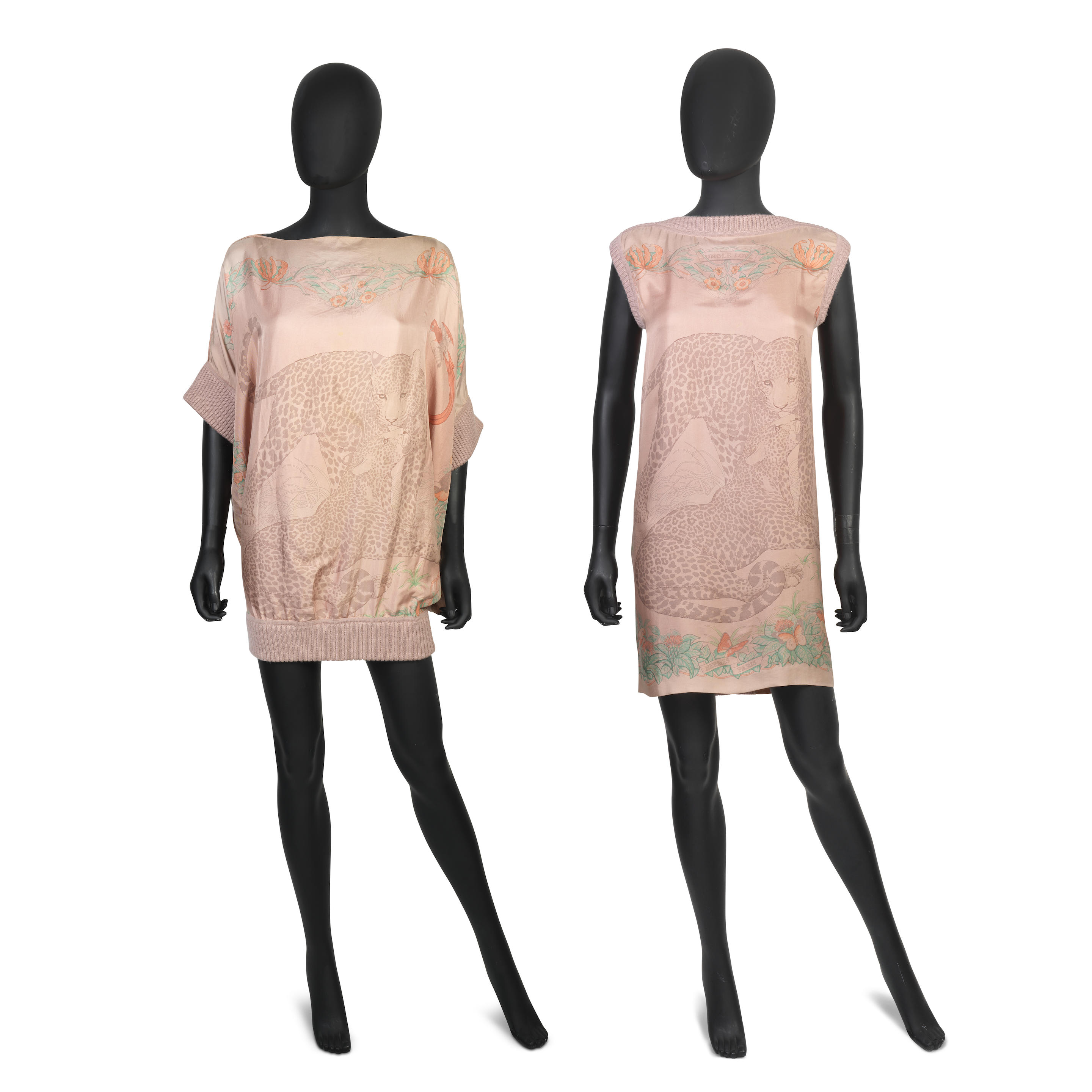 Appraisal: HERM S TWO MAUVE PINK SILK AND ALPACA TUNIC DRESSES