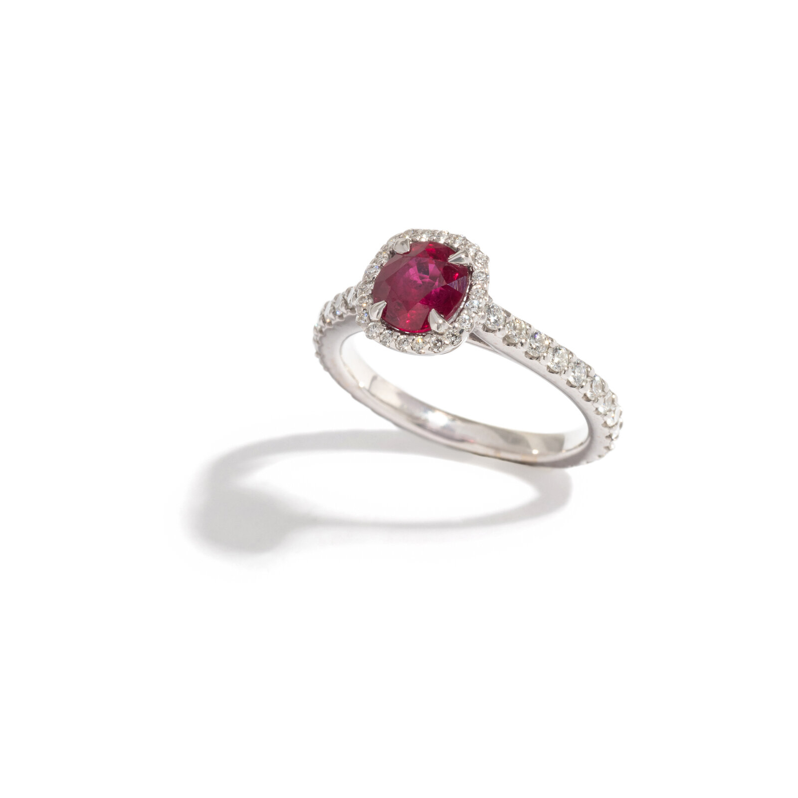 Appraisal: RUBY AND DIAMOND RING Cushion cut ruby weighing approximately carats