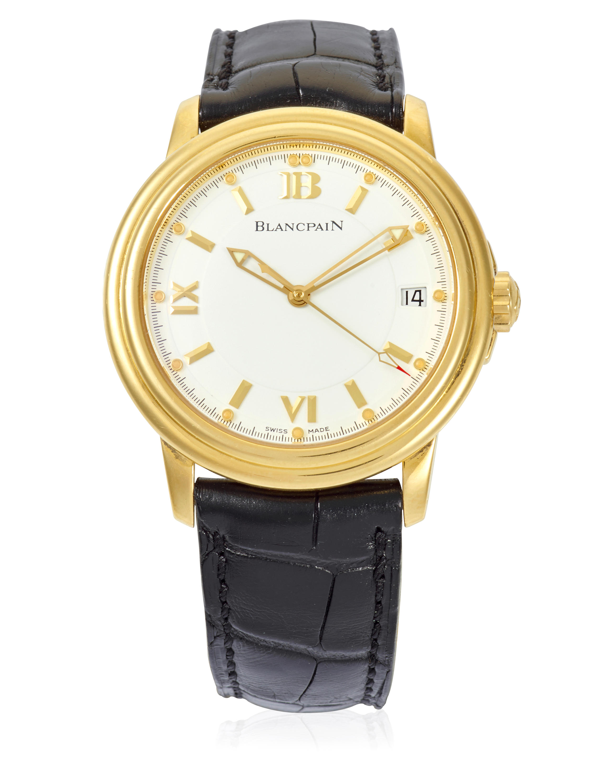 Appraisal: BLANCPAIN AN K GOLD AUTOMATIC CALENDAR WRISTWATCH Model L man