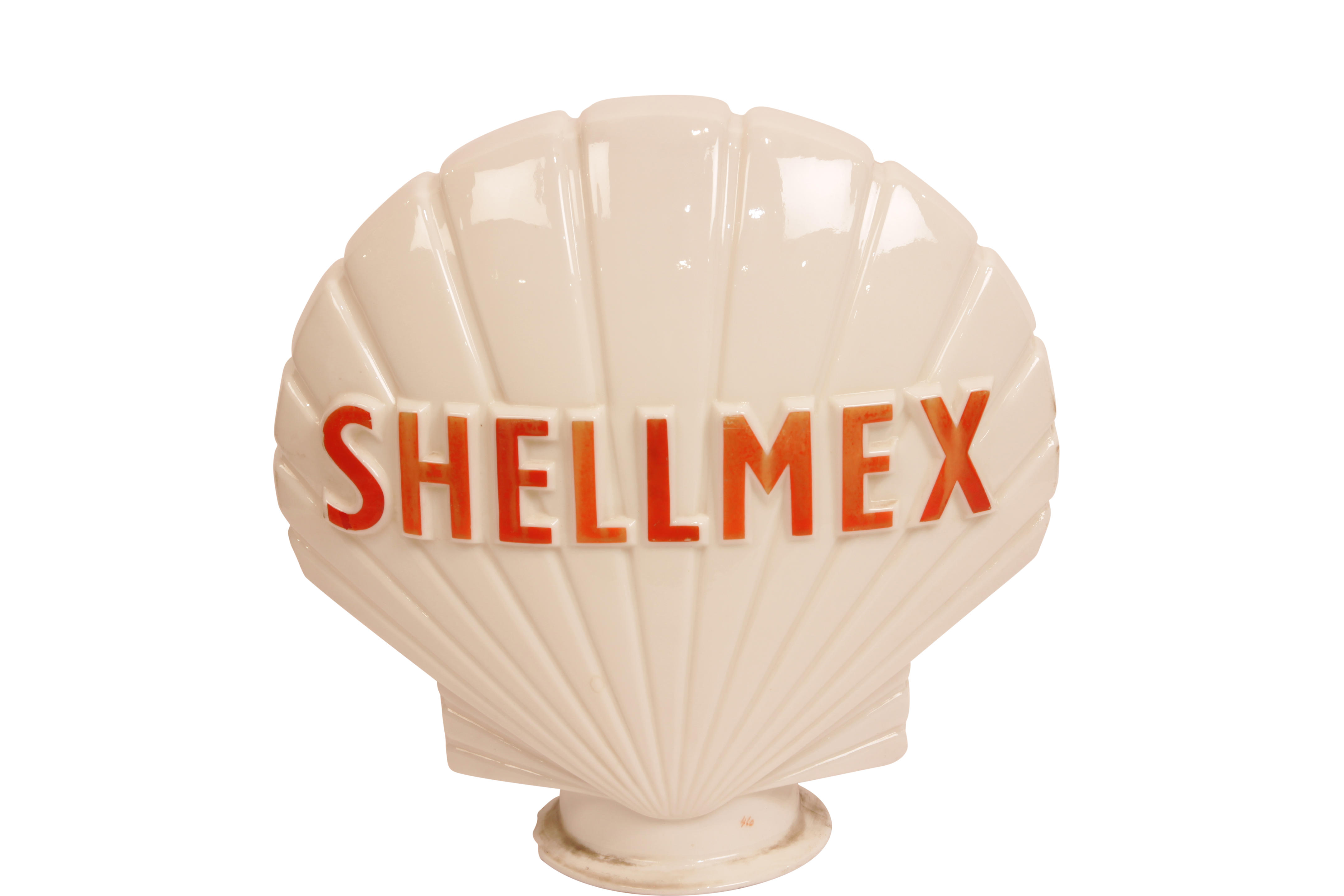 Appraisal: A 'SHELLMEX' GLASS PETROL PUMP GLOBE BY WEBBS CRYSTAL lettered