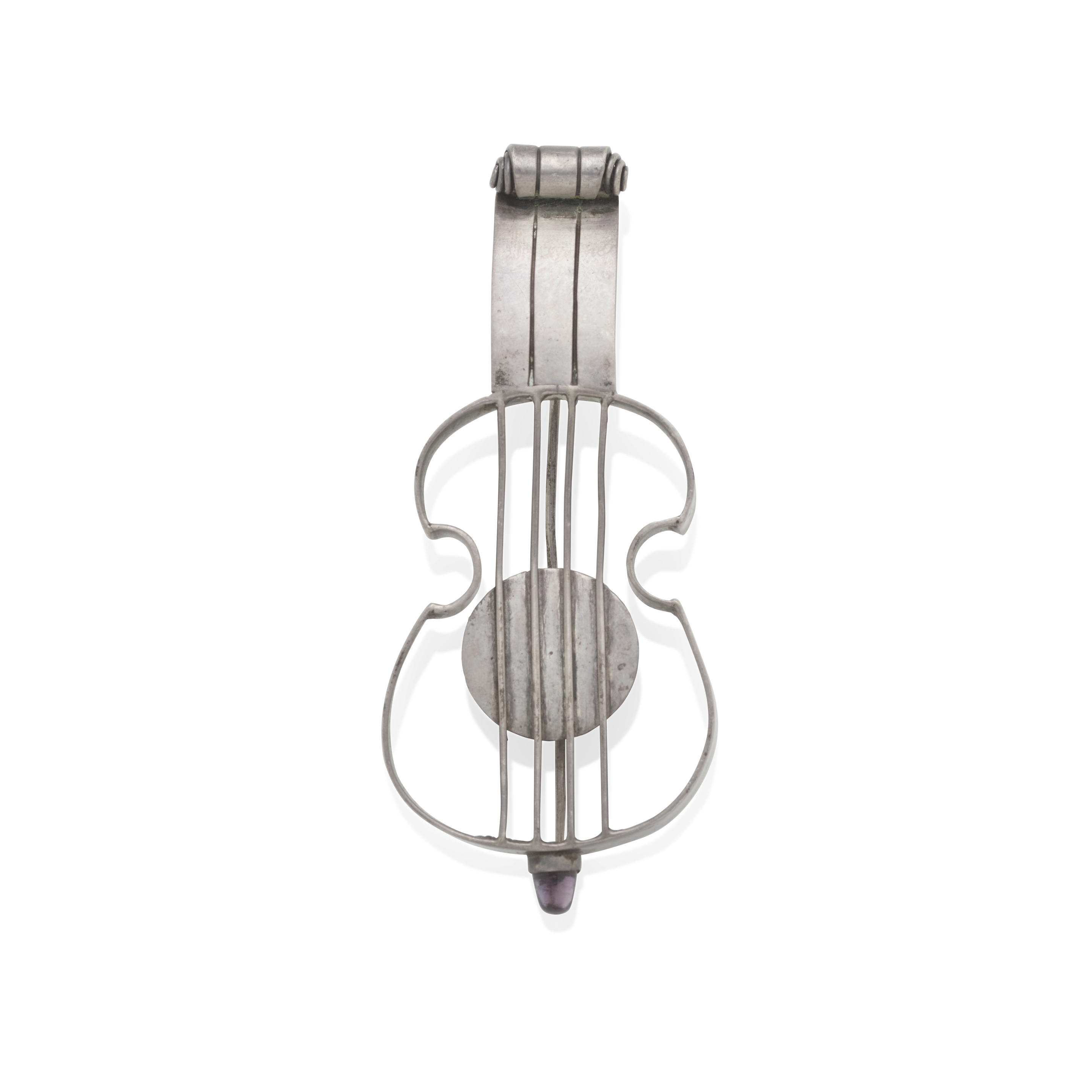 Appraisal: A SILVER AND AMETHYST GUITAR BROOCH WILLIAM SPRATLING CIRCA -