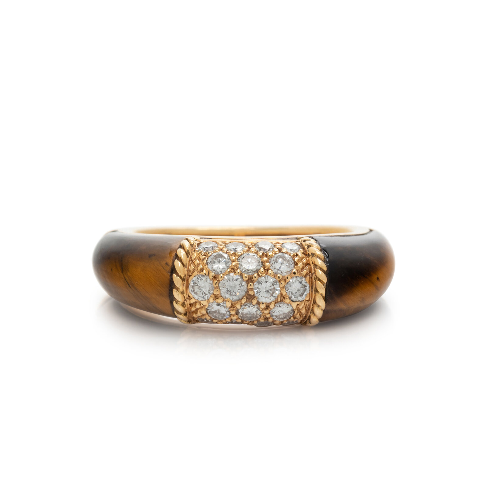 Appraisal: VAN CLEEF amp ARPELS YELLOW GOLD DIAMOND AND TIGER'S EYE