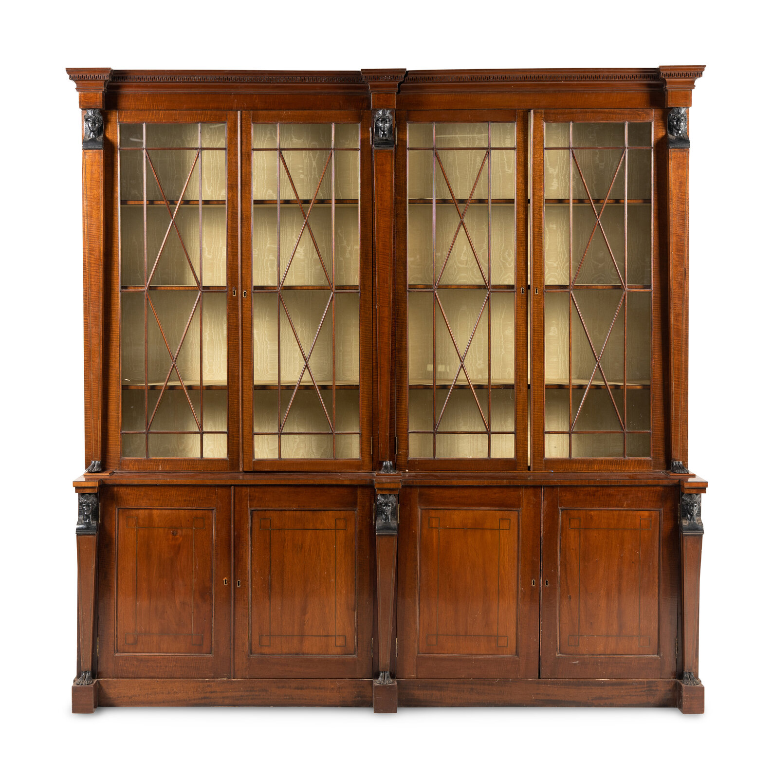 Appraisal: A Regency Part Ebonized Mahogany Breakfront Bookcase th Century Height