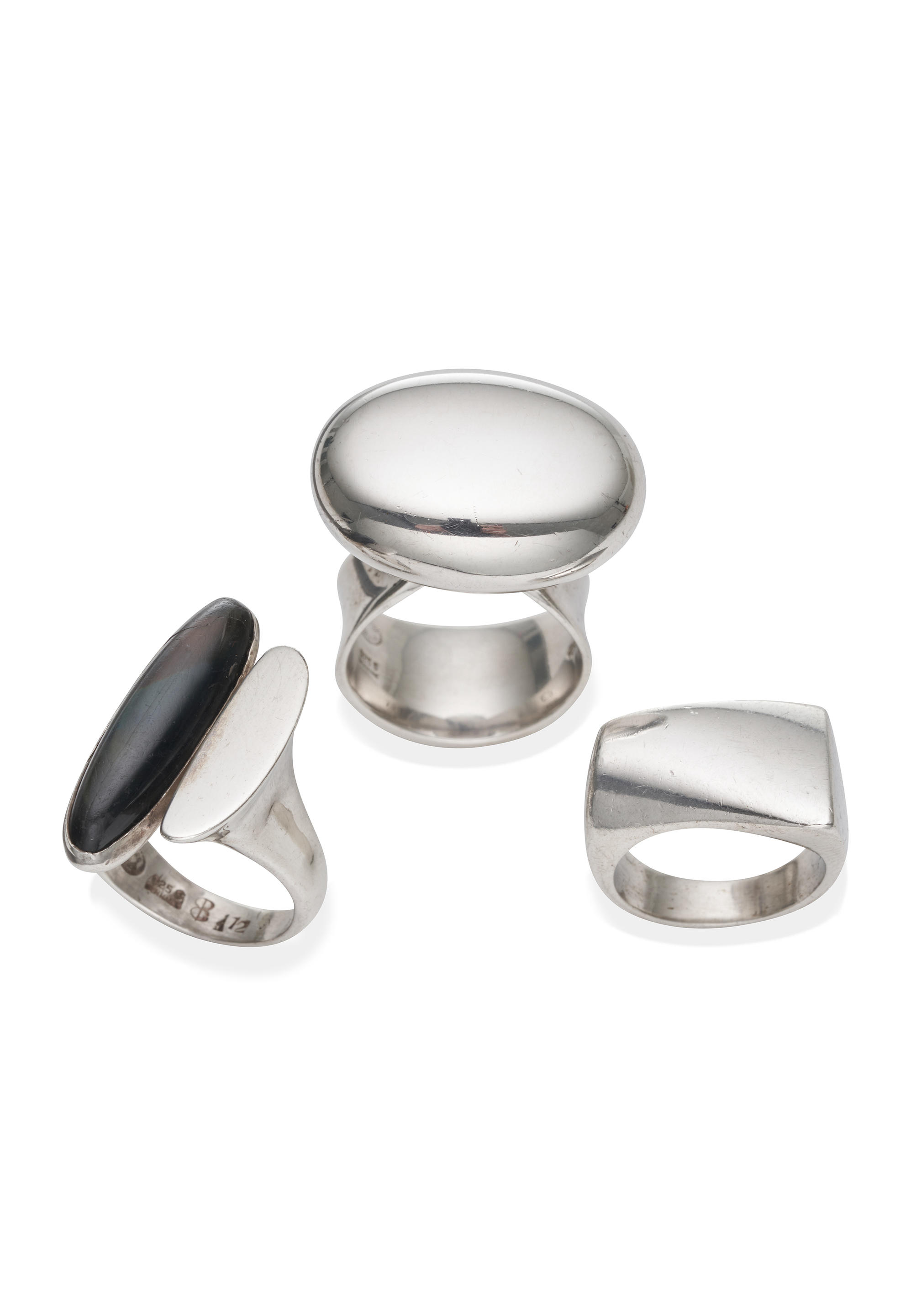 Appraisal: GEORG JENSEN THREE STERLING SILVER RINGS VIVIANNA TORUN HENNING KOPPEL