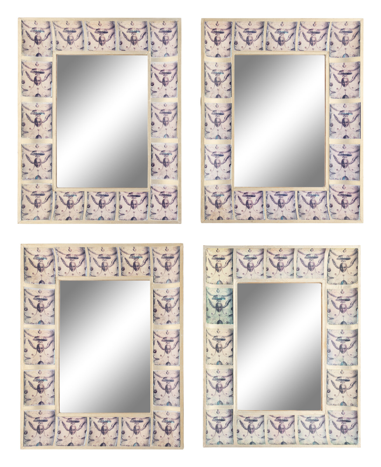 Appraisal: A Set of Four Branca Hand-Painted Mirrors th Century Height