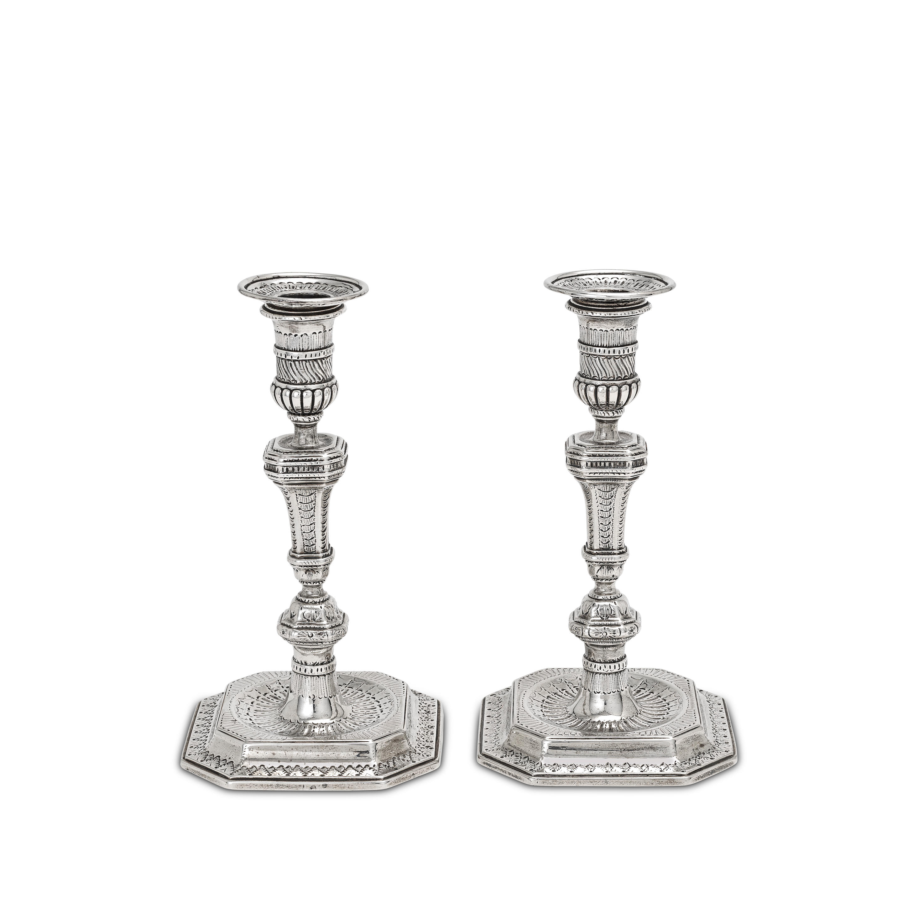 Appraisal: A PAIR OF EARLY TH CENTURY DUTCH CAST SILVER CANDLESTICKS