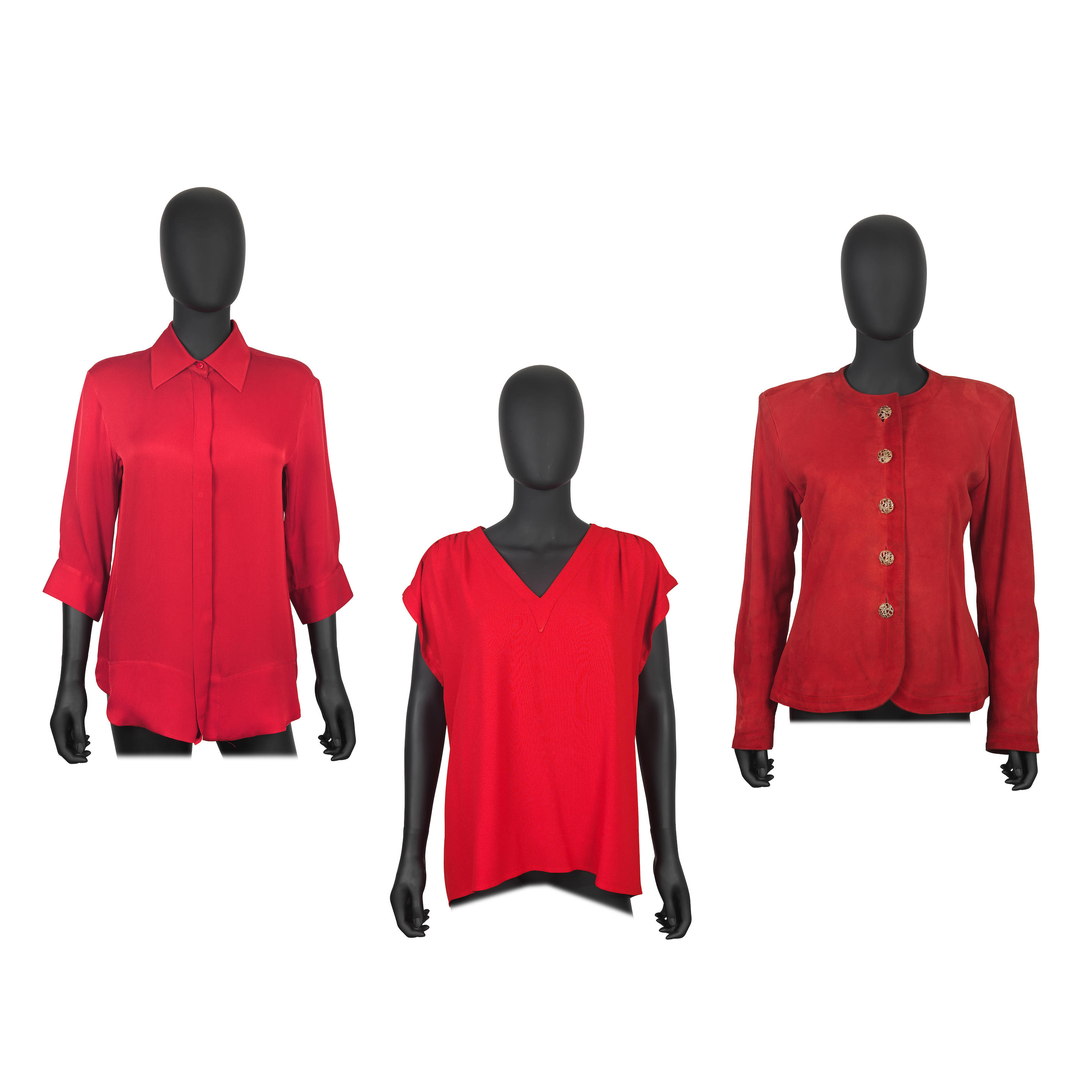 Appraisal: YVES SAINT LAUREN RIVE GAUCHE A RED SUEDE JACKET AND