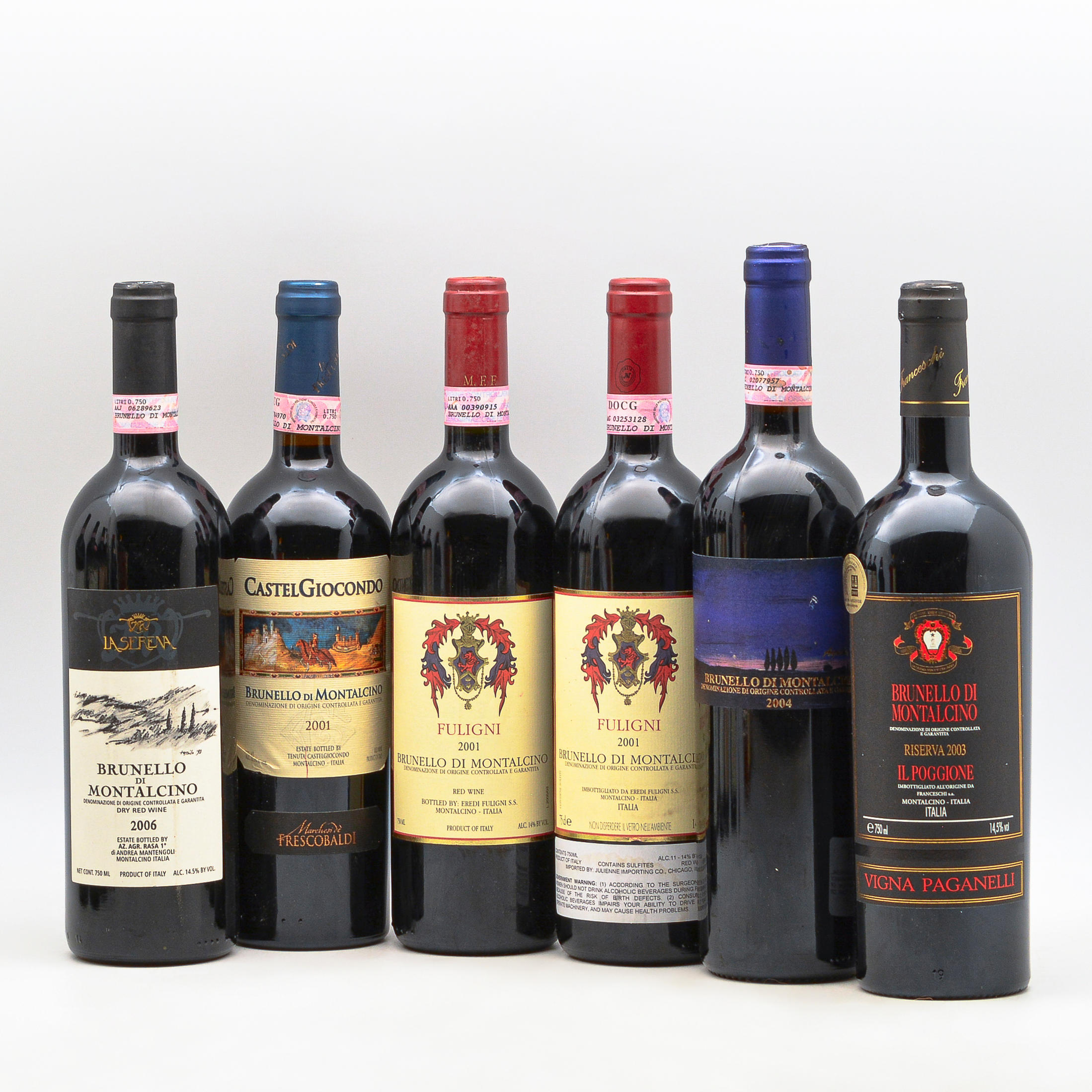 Appraisal: MIXED BRUNELLO DI MONTALCINO BOTTLES Mixed Brunello di Montalcino bottles