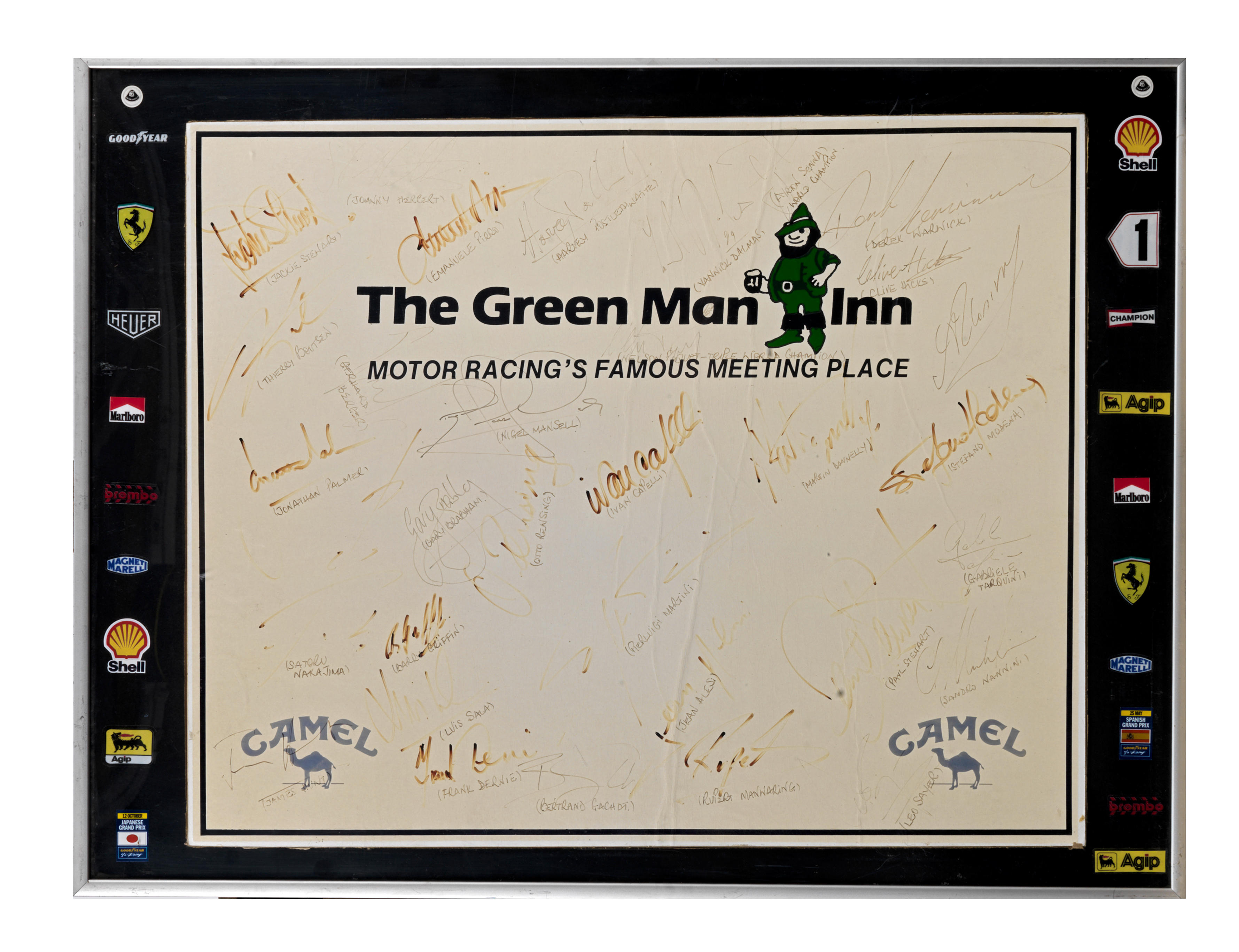 Appraisal: A SIGNED DISPLAY BOARD FROM 'THE GREEN MAN INN' NEAR