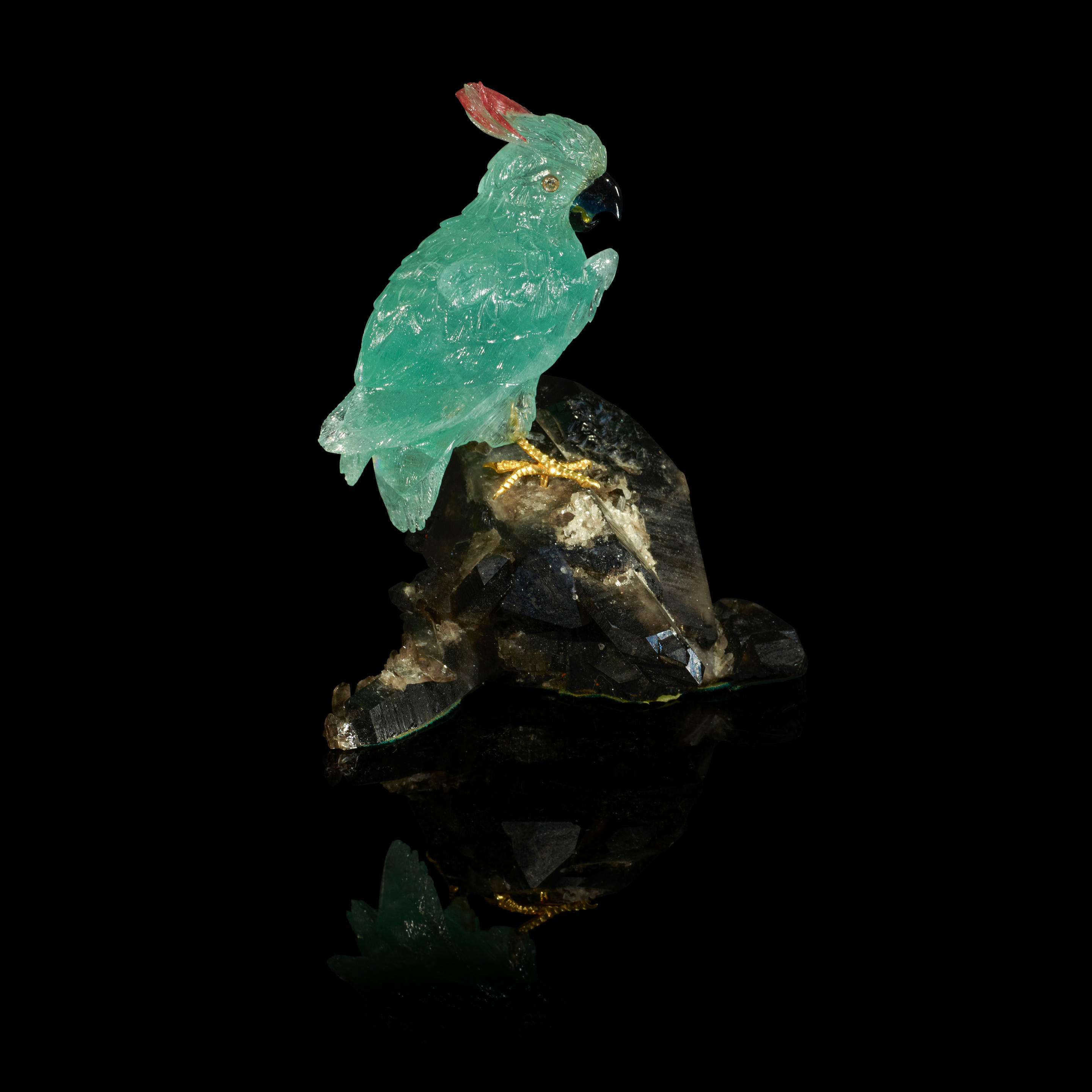 Appraisal: GEM-QUALITY AQUAMARINE AND GOLD CARVING OF A COCKATOO BY EBERHARD