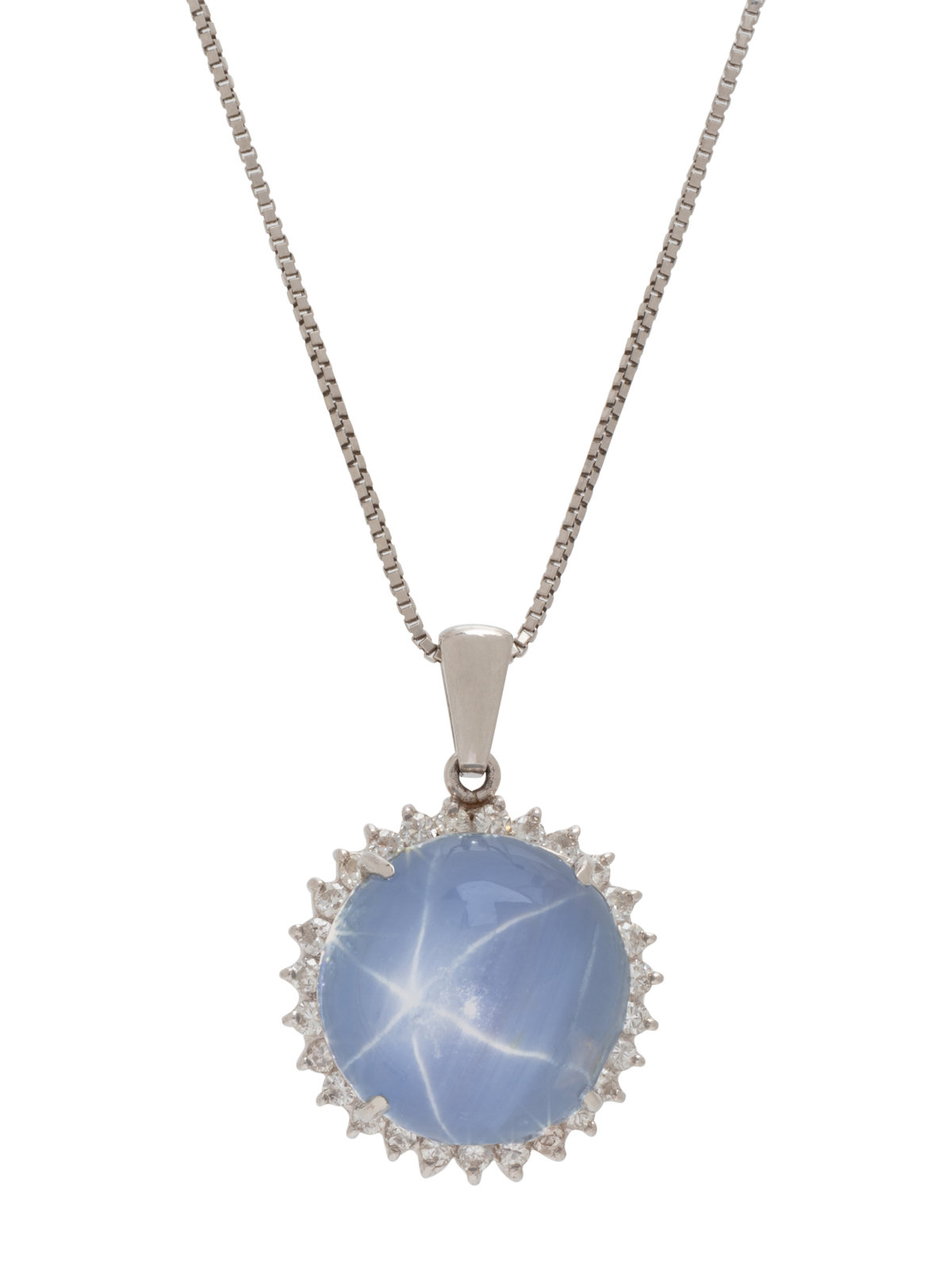 Appraisal: STAR SAPPHIRE AND DIAMOND PENDANT NECKLACE Consisting of a pendant