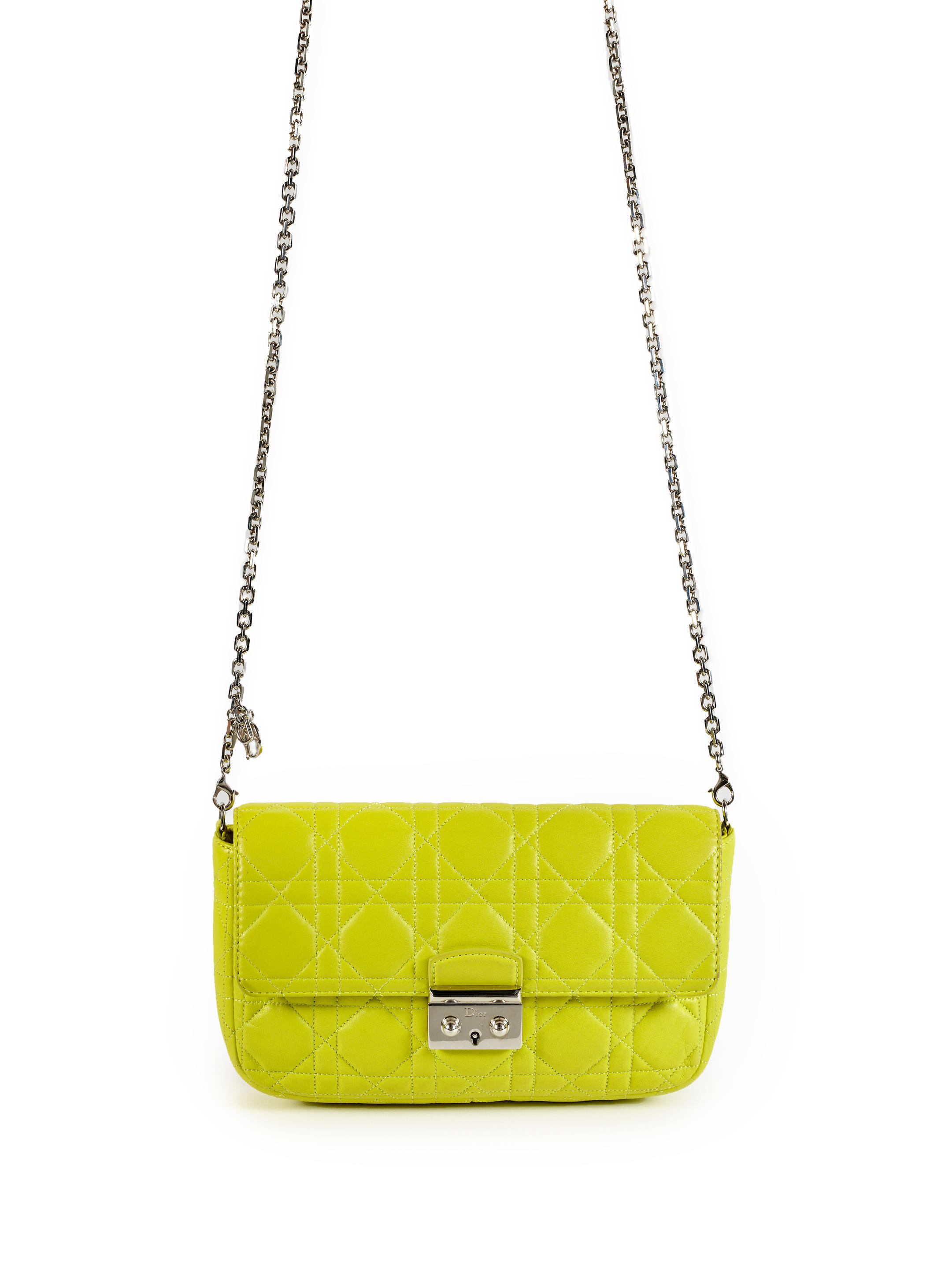 Appraisal: CHRISTIAN DIOR YELLOW CANNAGE QUILTED CALFSKIN LEATHER MISS DIOR CLUTCH