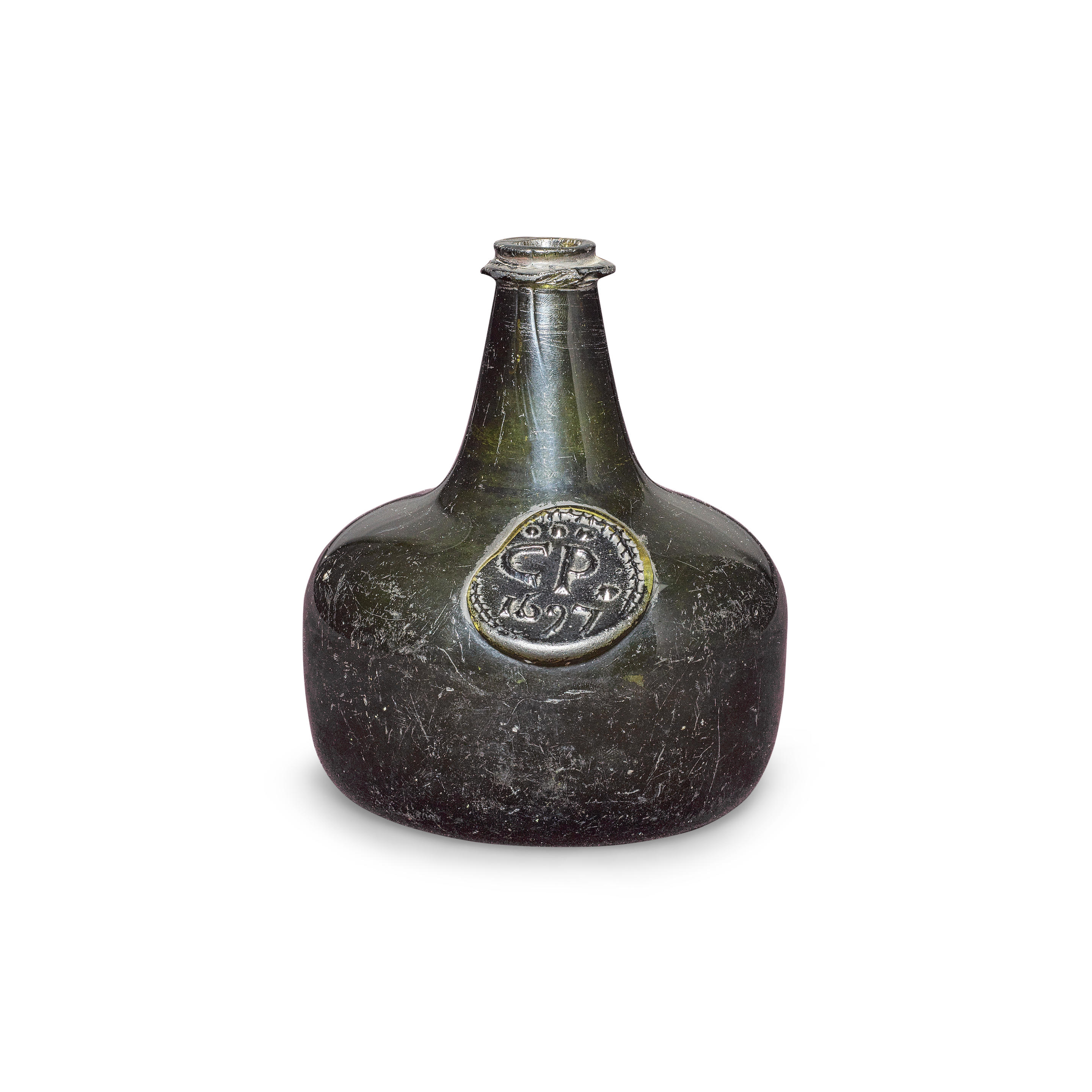 Appraisal: A VERY RARE SEALED HALF SIZE 'ONION' WINE BOTTLE DATED