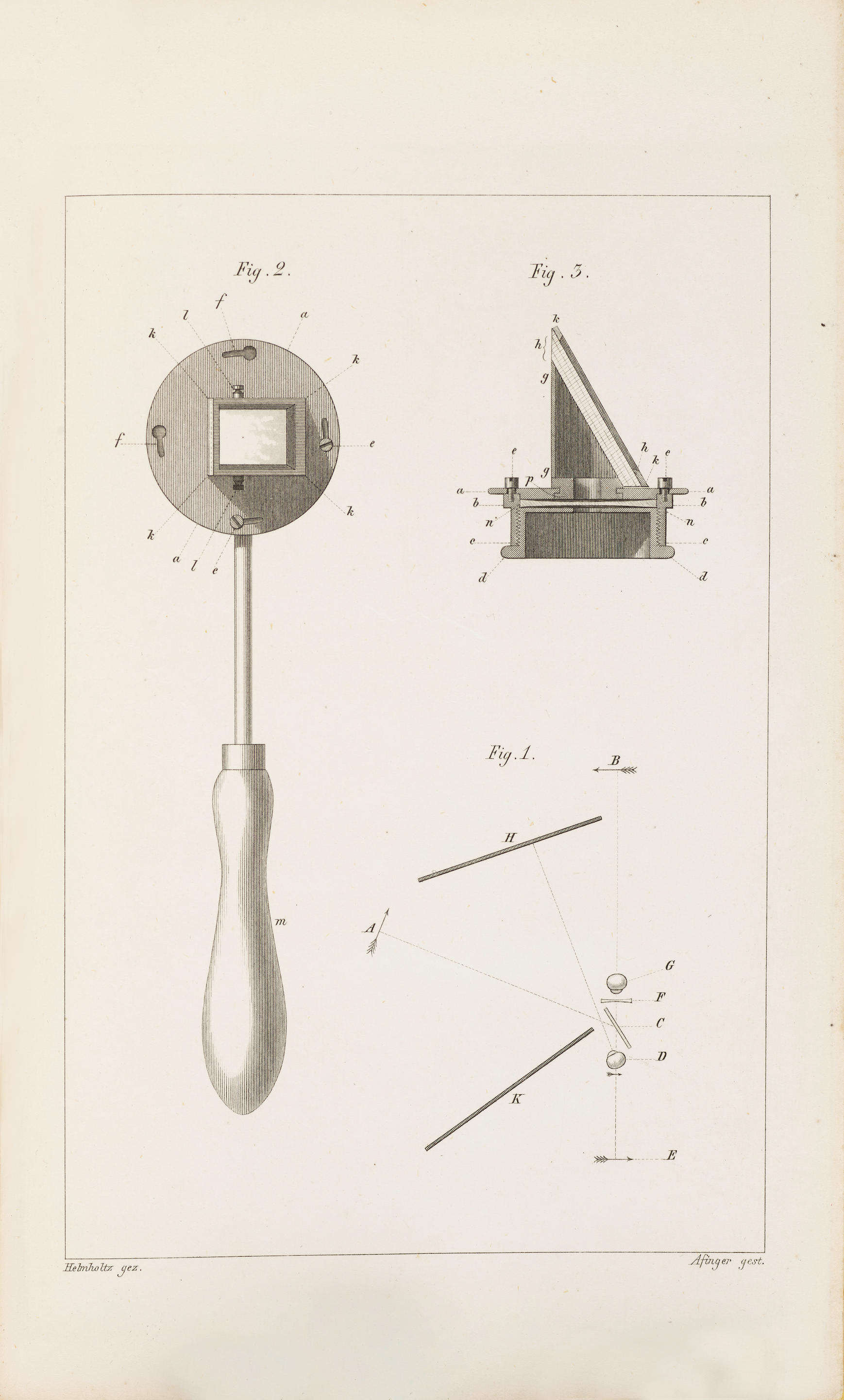 Appraisal: HELMHOLTZ HERMANN VON - Beschreibung eines Augen-Spiegels zur Untersuchung der