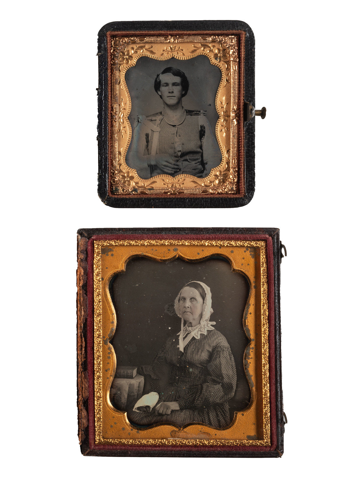 Appraisal: EARLY PHOTOGRAPHY A pair of portraits featuring subjects wearing medical