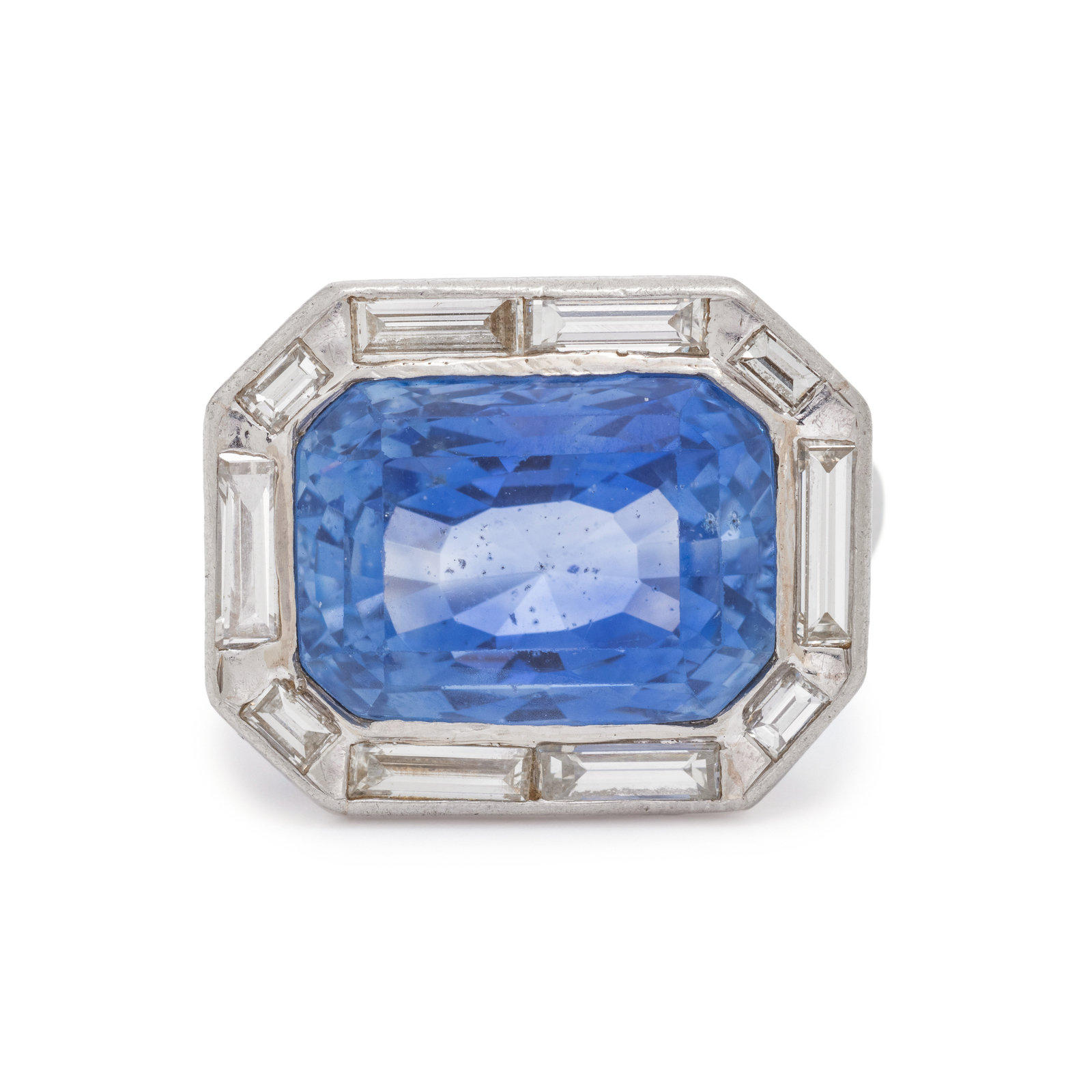 Appraisal: UNHEATED CEYLON SAPPHIRE AND DIAMOND RING Containing one Ceylon sapphire