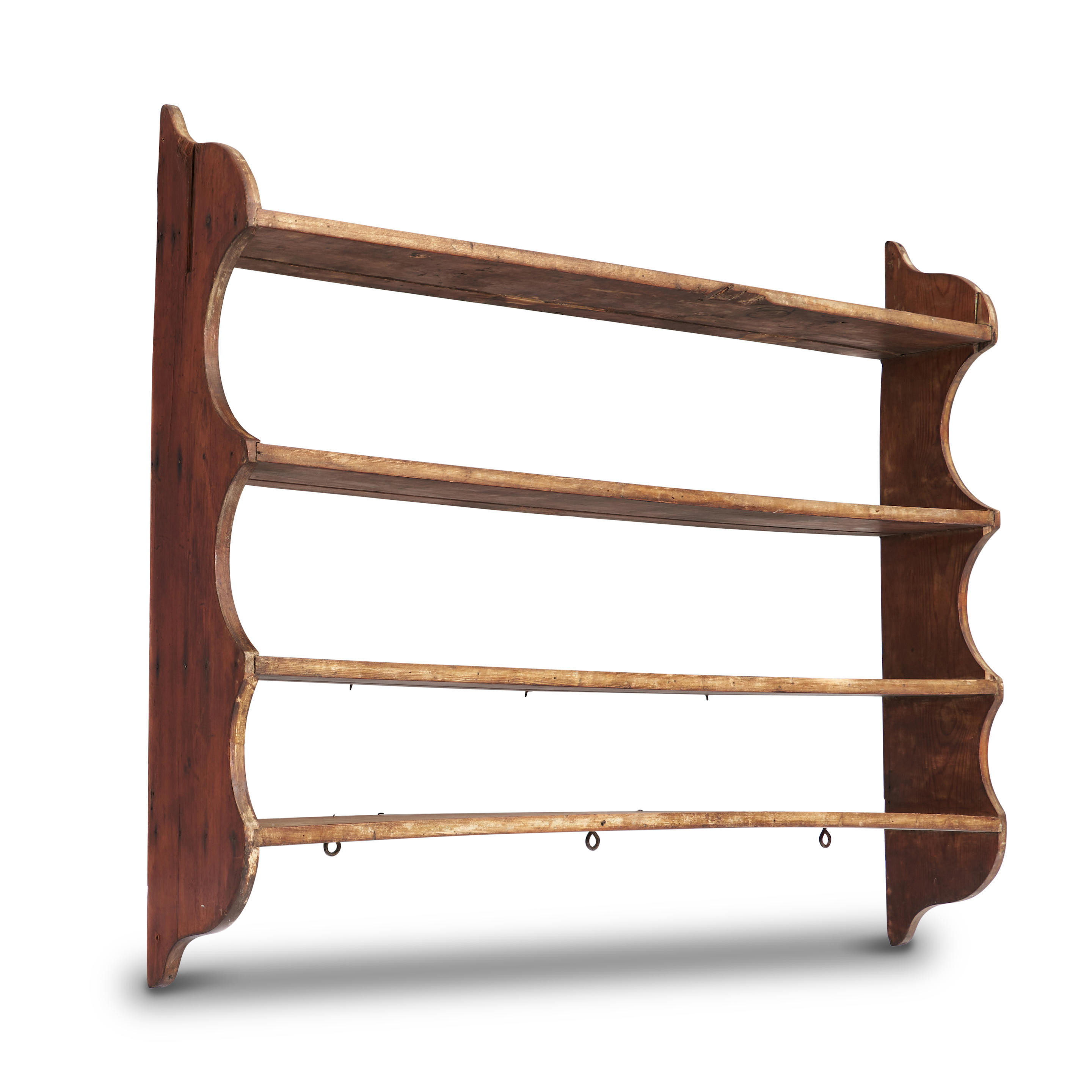 Appraisal: COUNTRY PINE HANGING SHELF with four shelves and molded ends