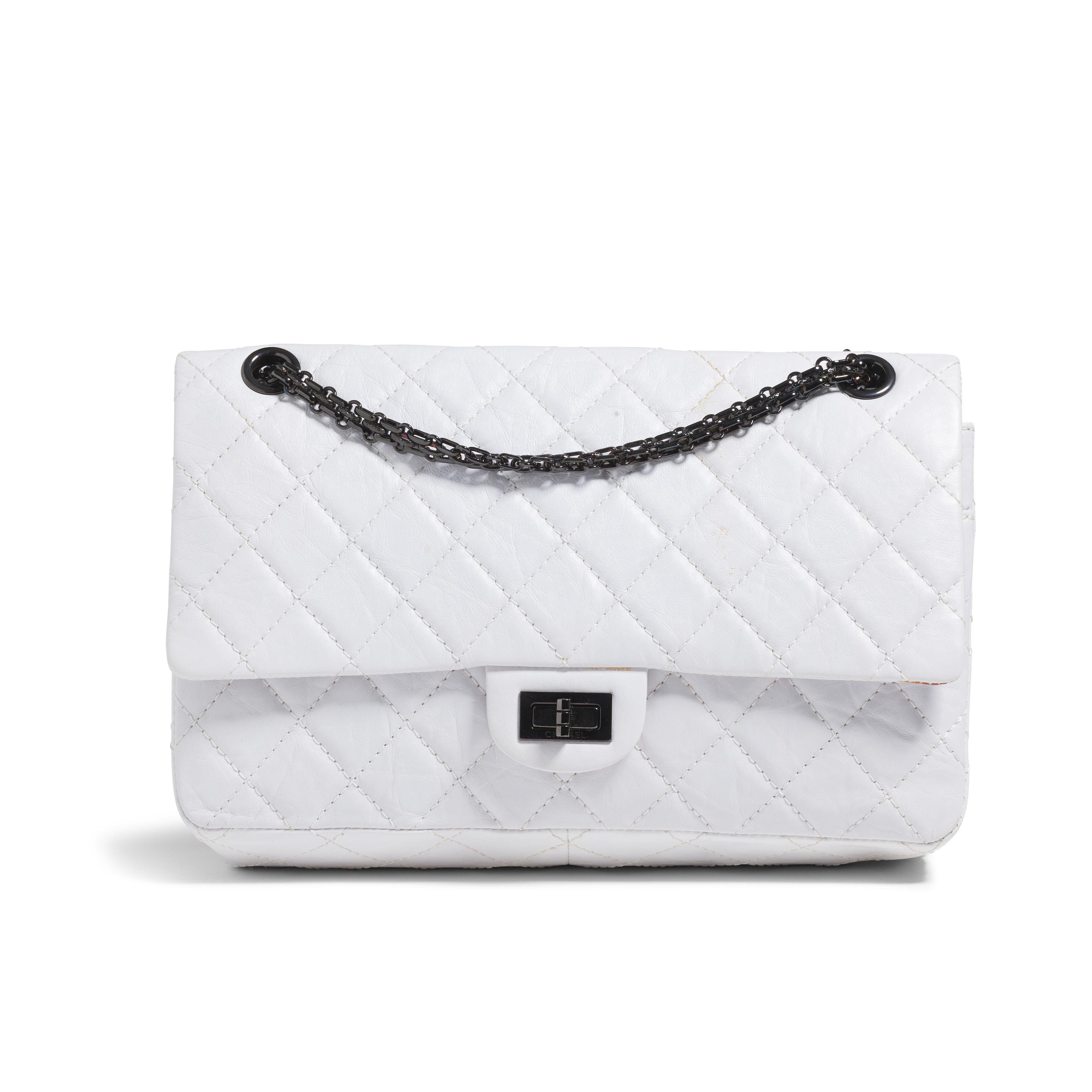 Appraisal: CHANEL REISSUE DOUBLE FLAP SHOULDER BAG - White Diamond Quilt