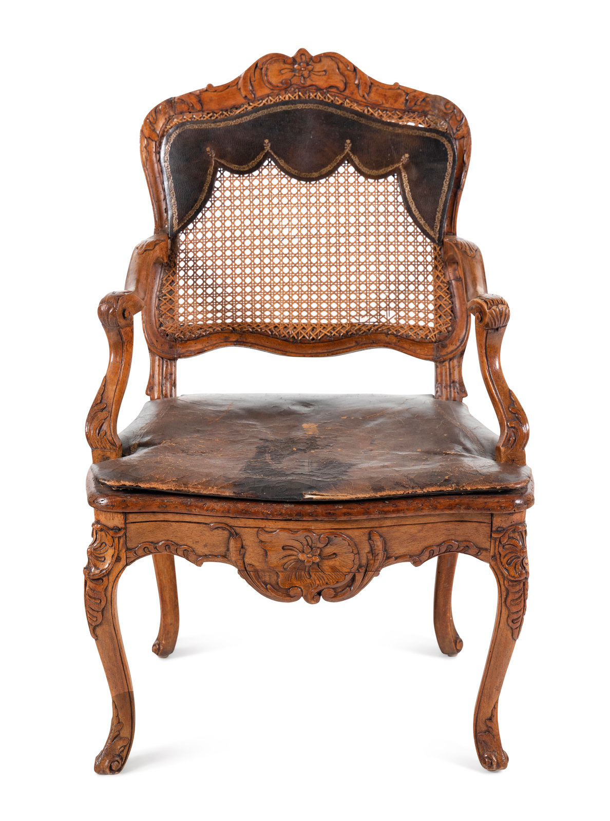 Appraisal: A R gence Walnut Fauteuil th Century Height x width