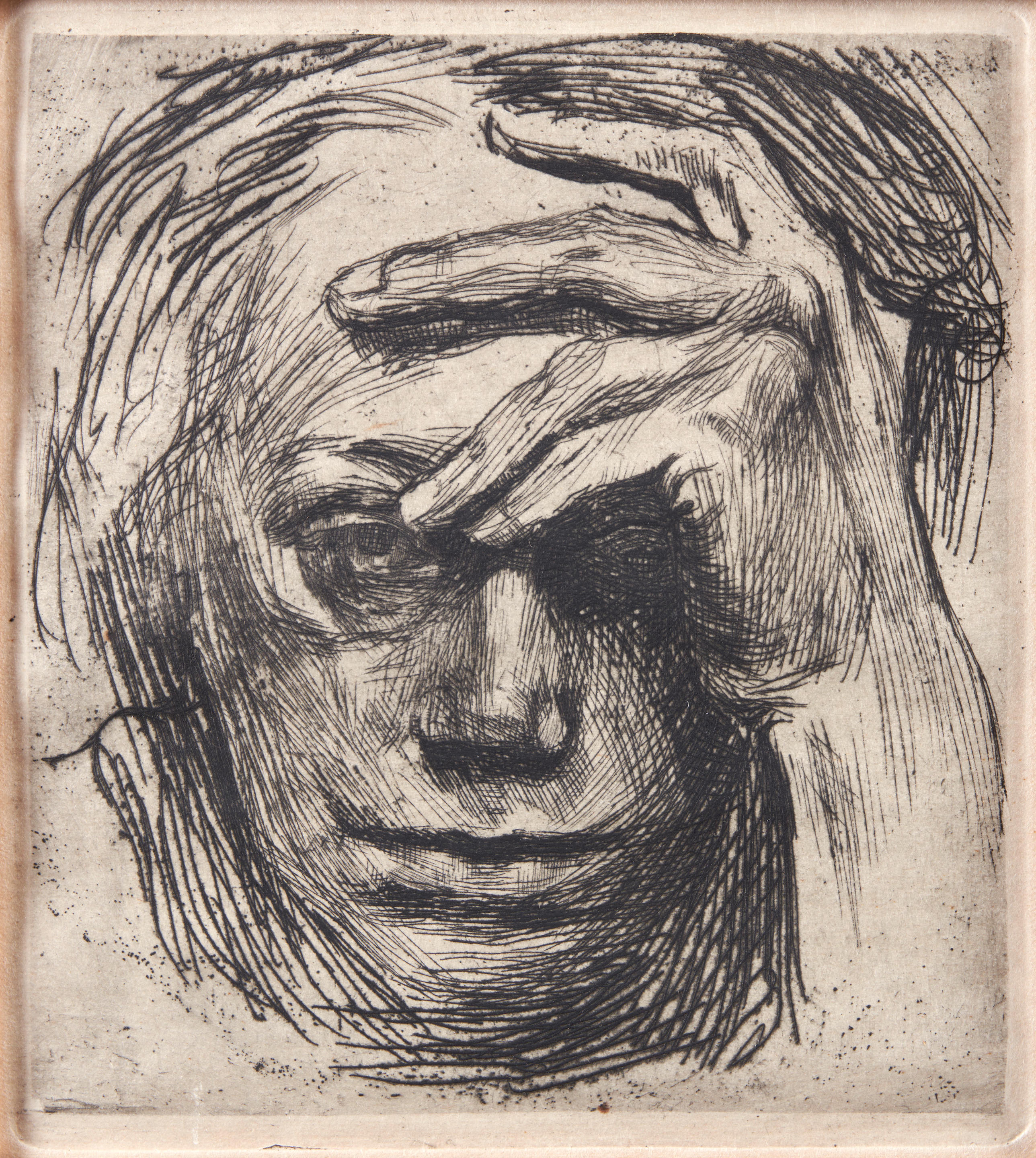 Appraisal: K THE KOLLWITZ GERMAN - Selbstbildnis mit der Hand an