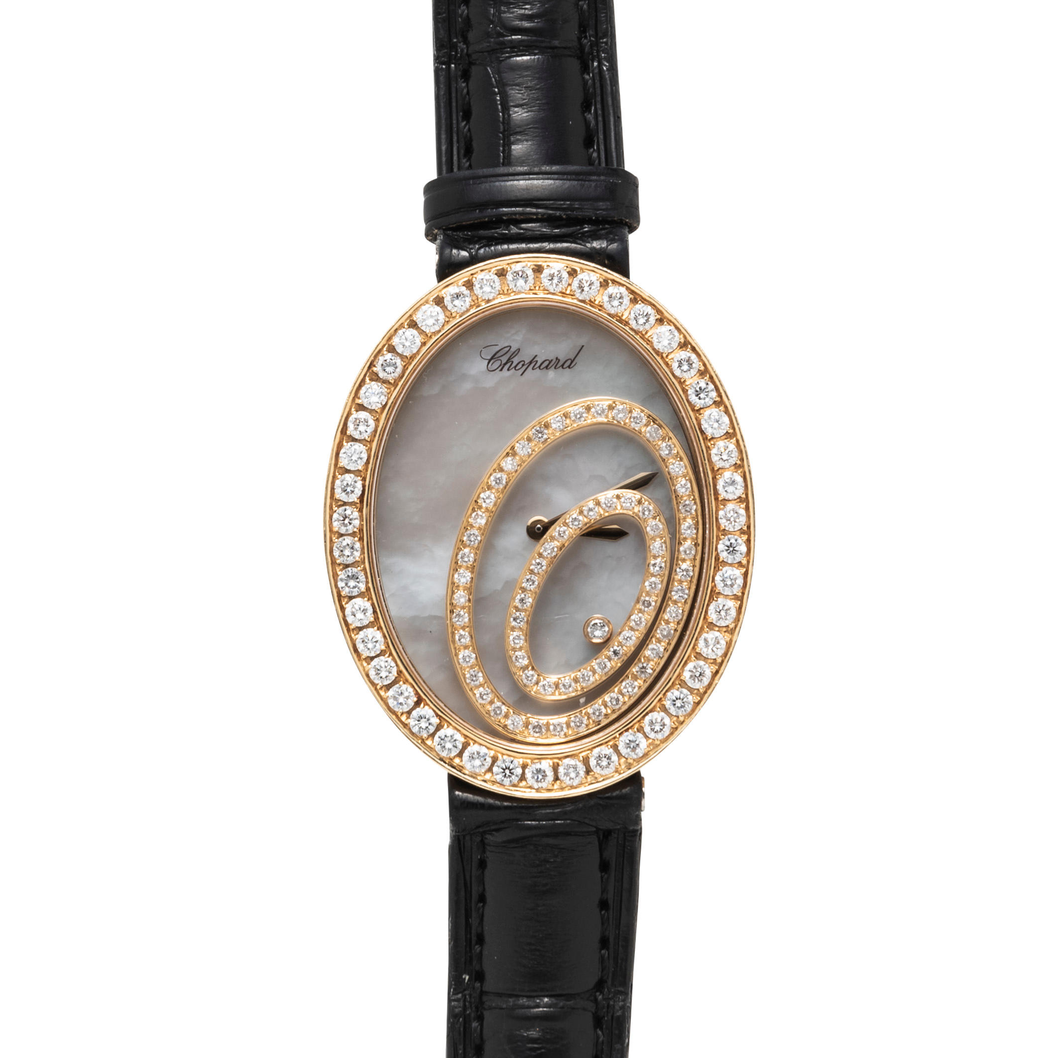 Appraisal: CHOPARD AN K GOLD MOTHER-OF-PEARL AND DIAMOND HAPPY SPIRIT WRISTWATCH