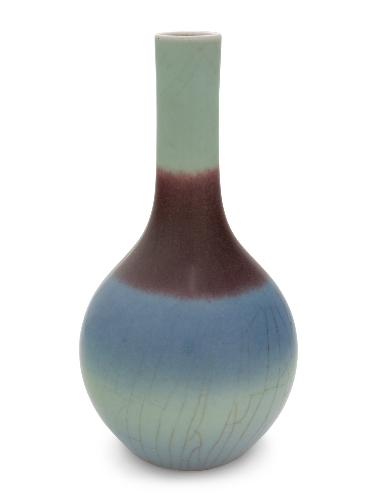 Appraisal: A Flamb Glazed Porcelain Bottle Vase TH CENTURY the long