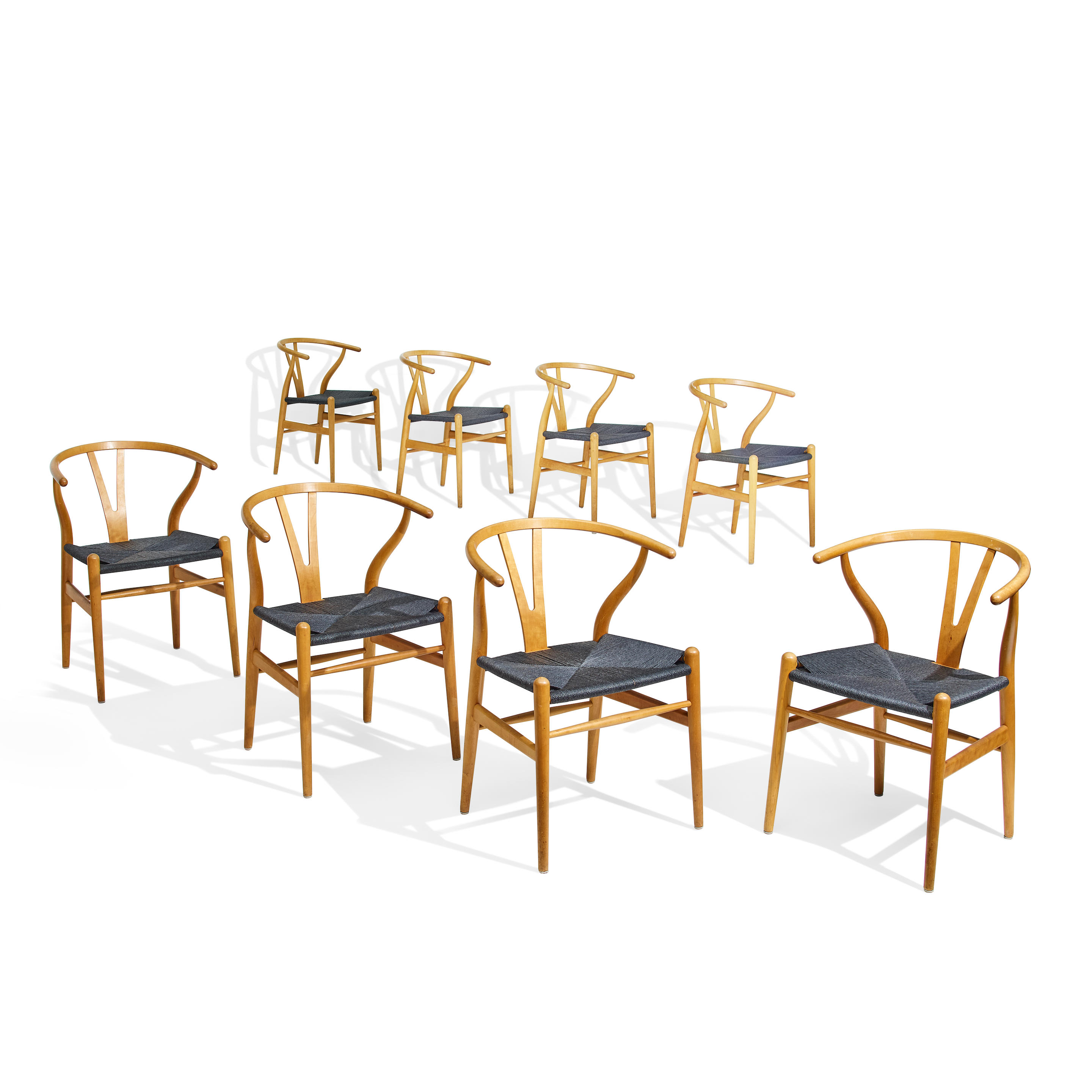 Appraisal: HANS J WEGNER - Set of Eight CH Wishbone Chairs