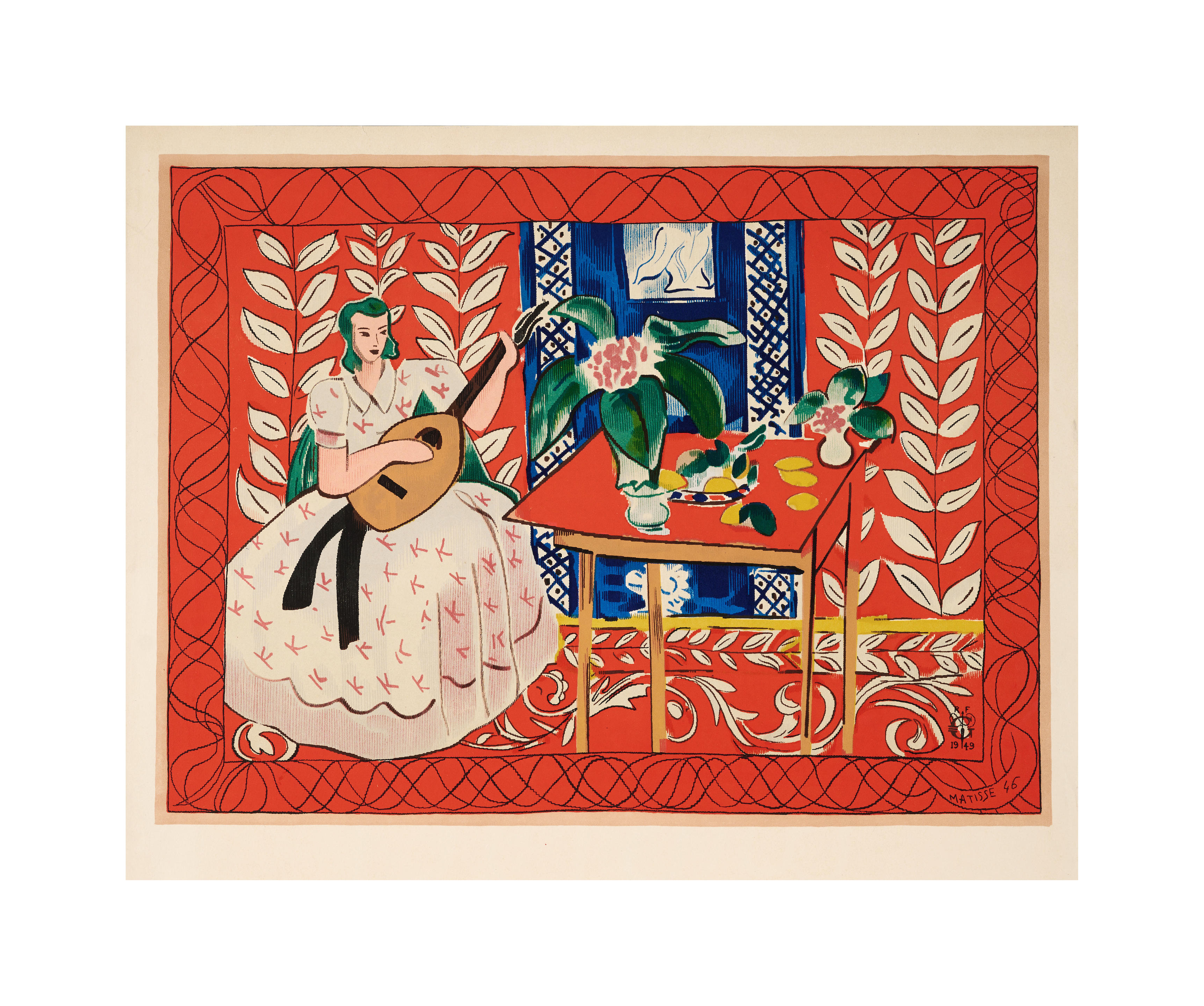 Appraisal: D'APRES HENRI MATISSE - Jeune femme sur fond rouge Lithographie