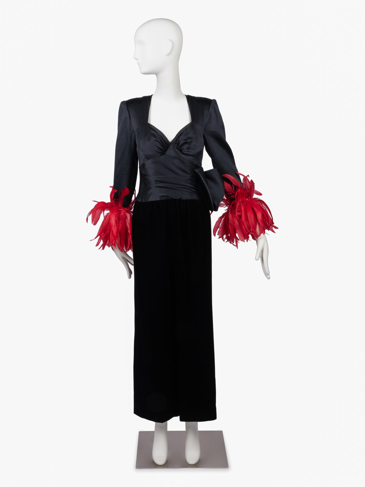 Appraisal: Nina Ricci Evening Dress s Black silk satin and velvet