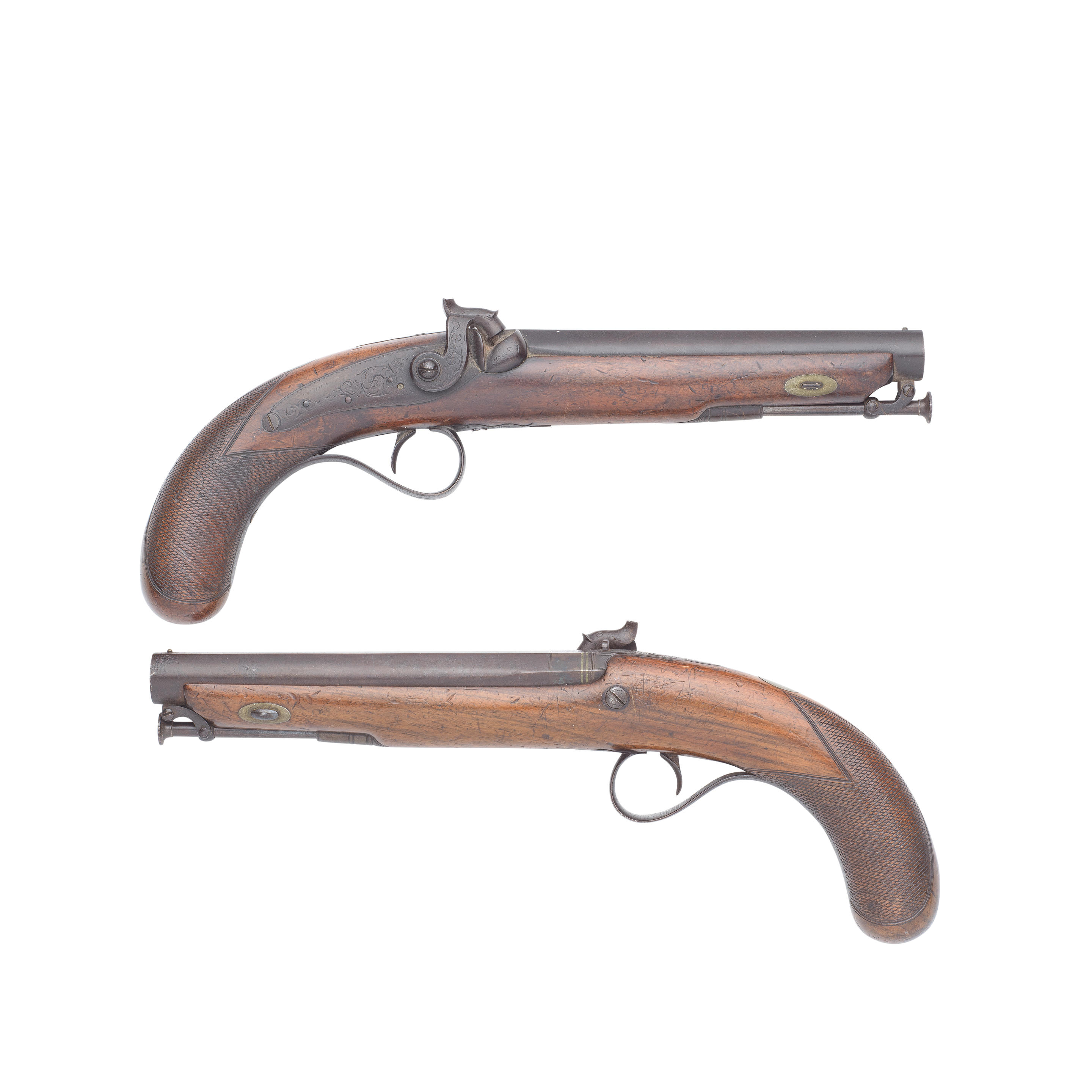 Appraisal: A PAIR OF -BORE PERCUSSION OFFICER'S PISTOLS SIGNED LOWE CHESTER