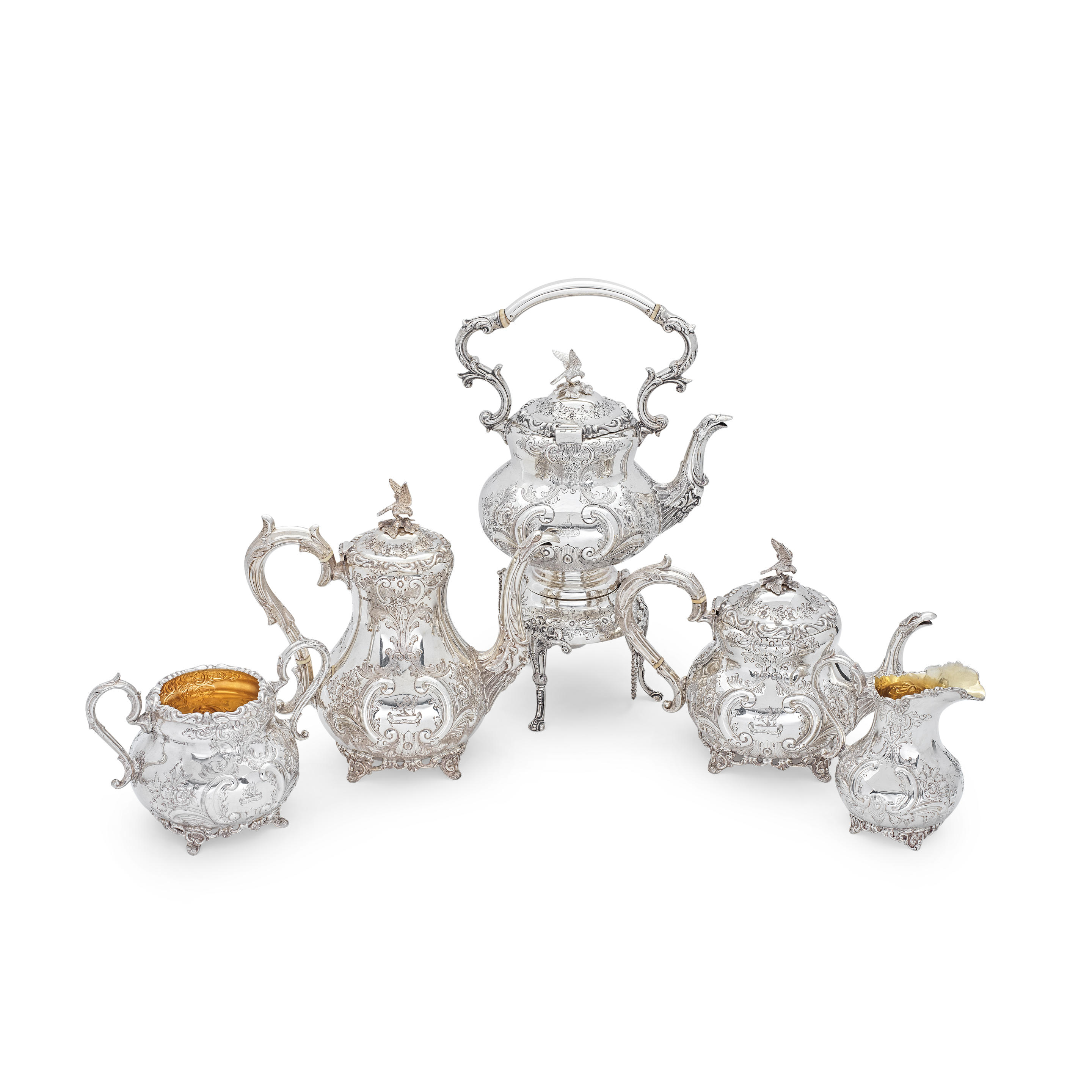 Appraisal: A MATCHED SILVER FIVE-PIECE TEA AND COFFEE SERVICE INCLUDING KETTLE