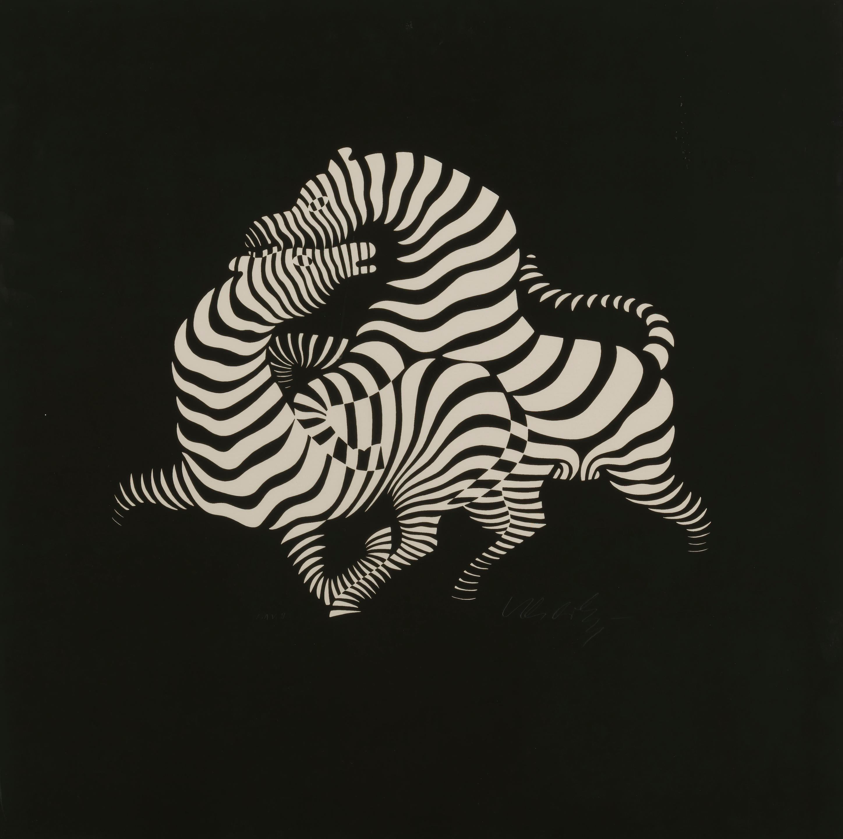 Appraisal: VICTOR VASARELY - Z bres S rigraphie en noir Sign