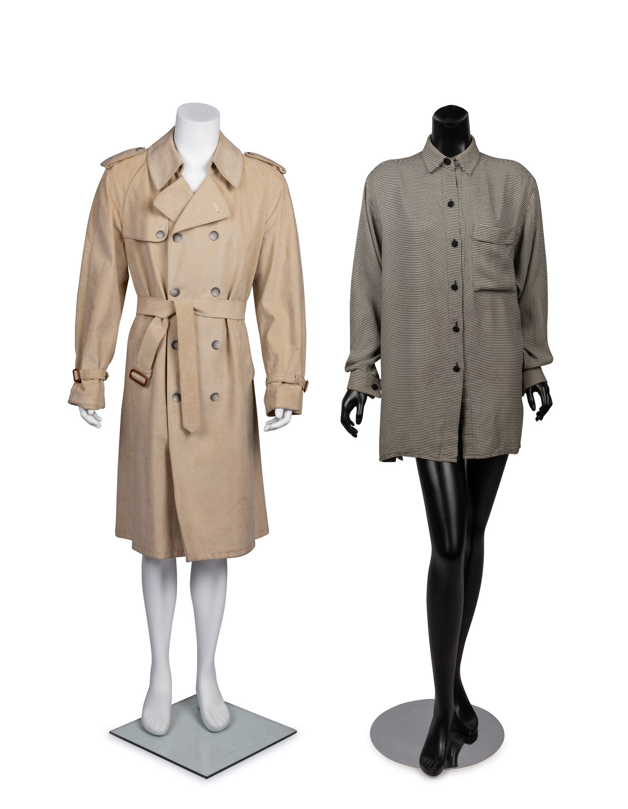 Appraisal: Jeffrey Banks Ultasuede Trench Coat and Willi Smith Shirt s