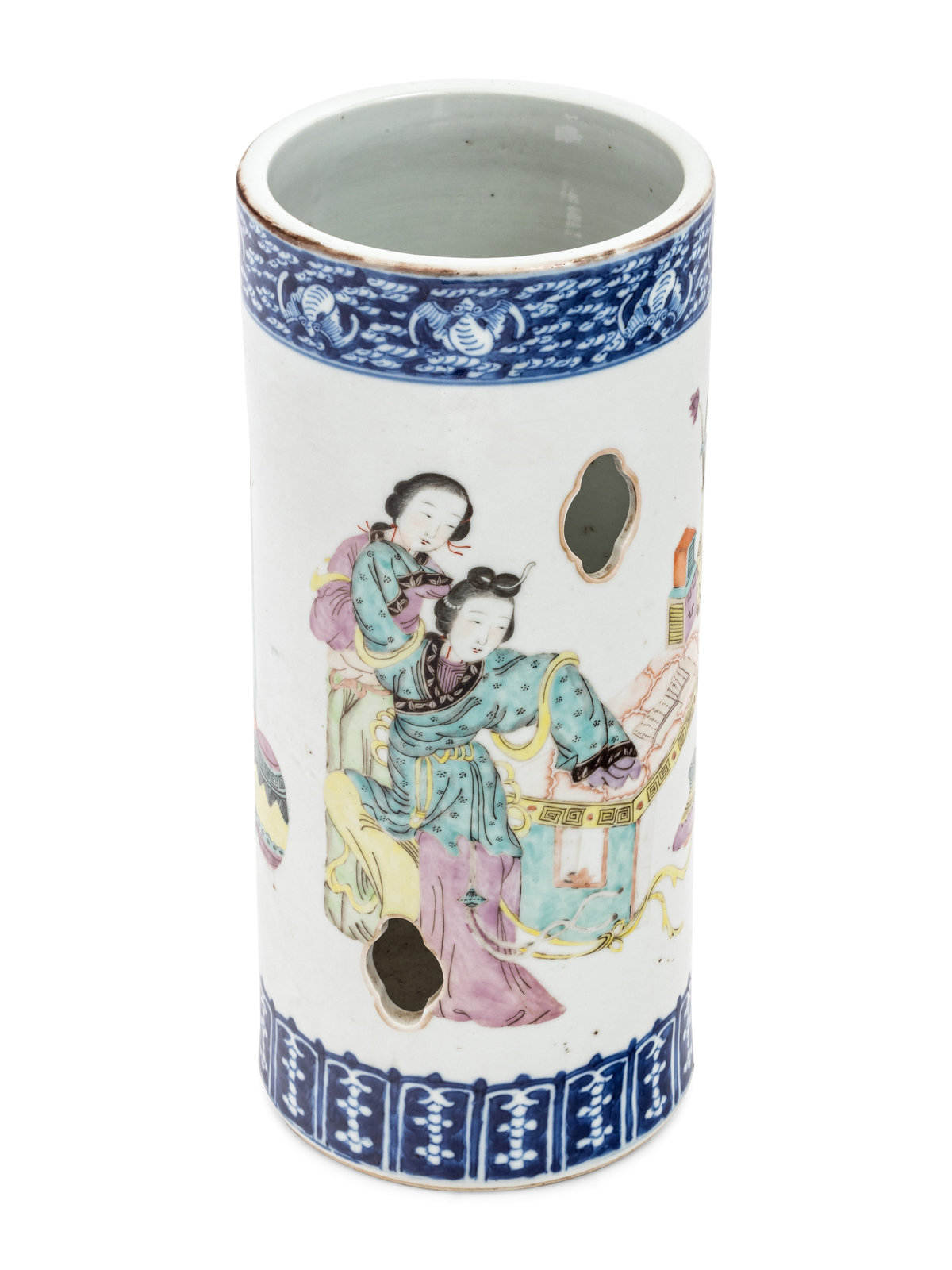 Appraisal: A Chinese Famille Rose Porcelain Hatstand the cylindrical body decorated