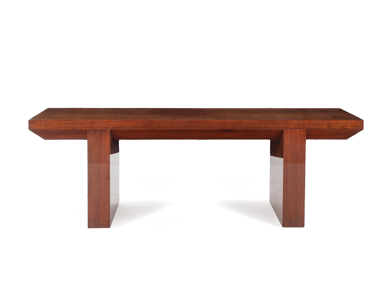 Appraisal: A Mahogany Veneer Console Table Attributed to Dakota Jackson Height