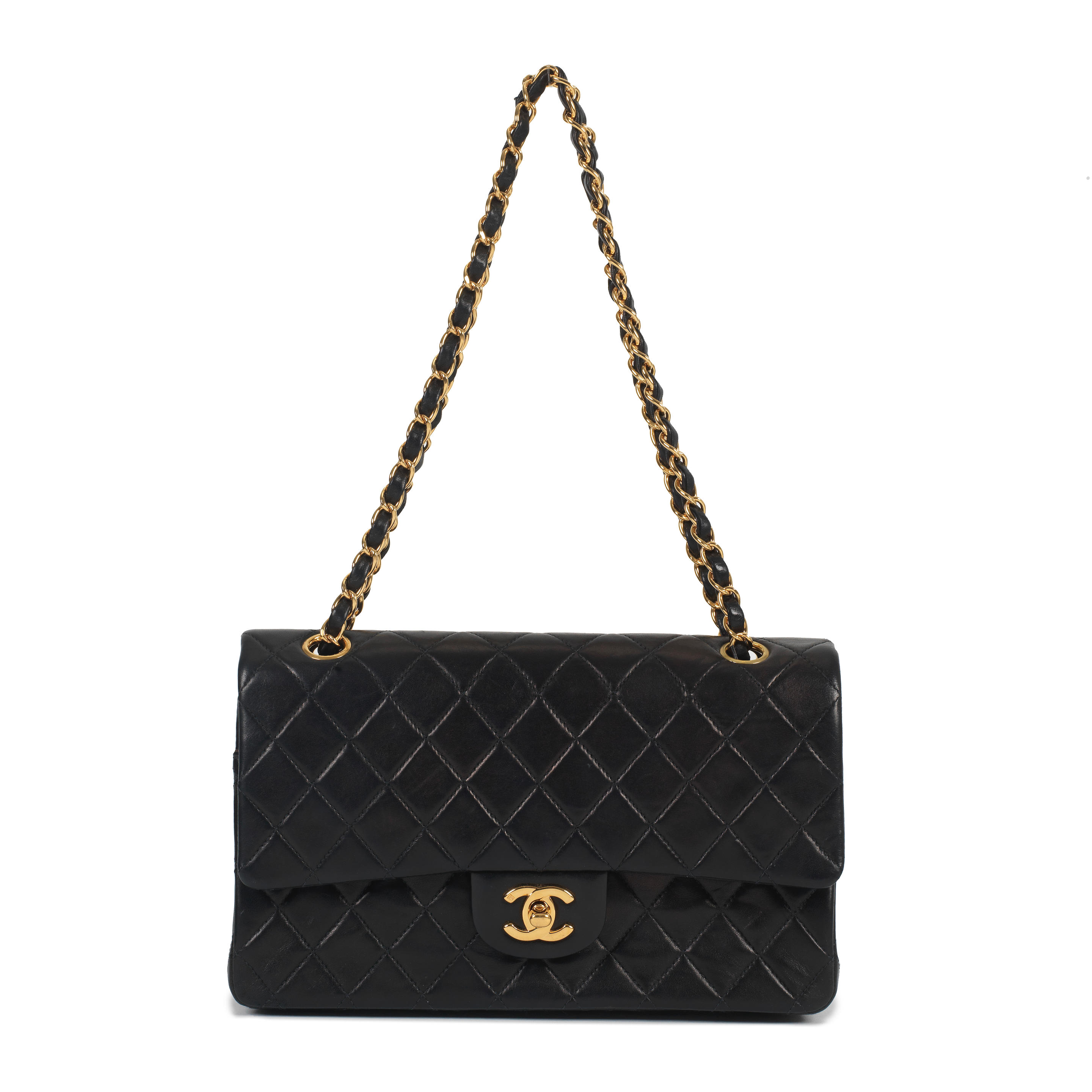 Appraisal: KARL LAGERFELD FOR CHANEL A BLACK LAMBSKIN MEDIUM CLASSIC FLAP