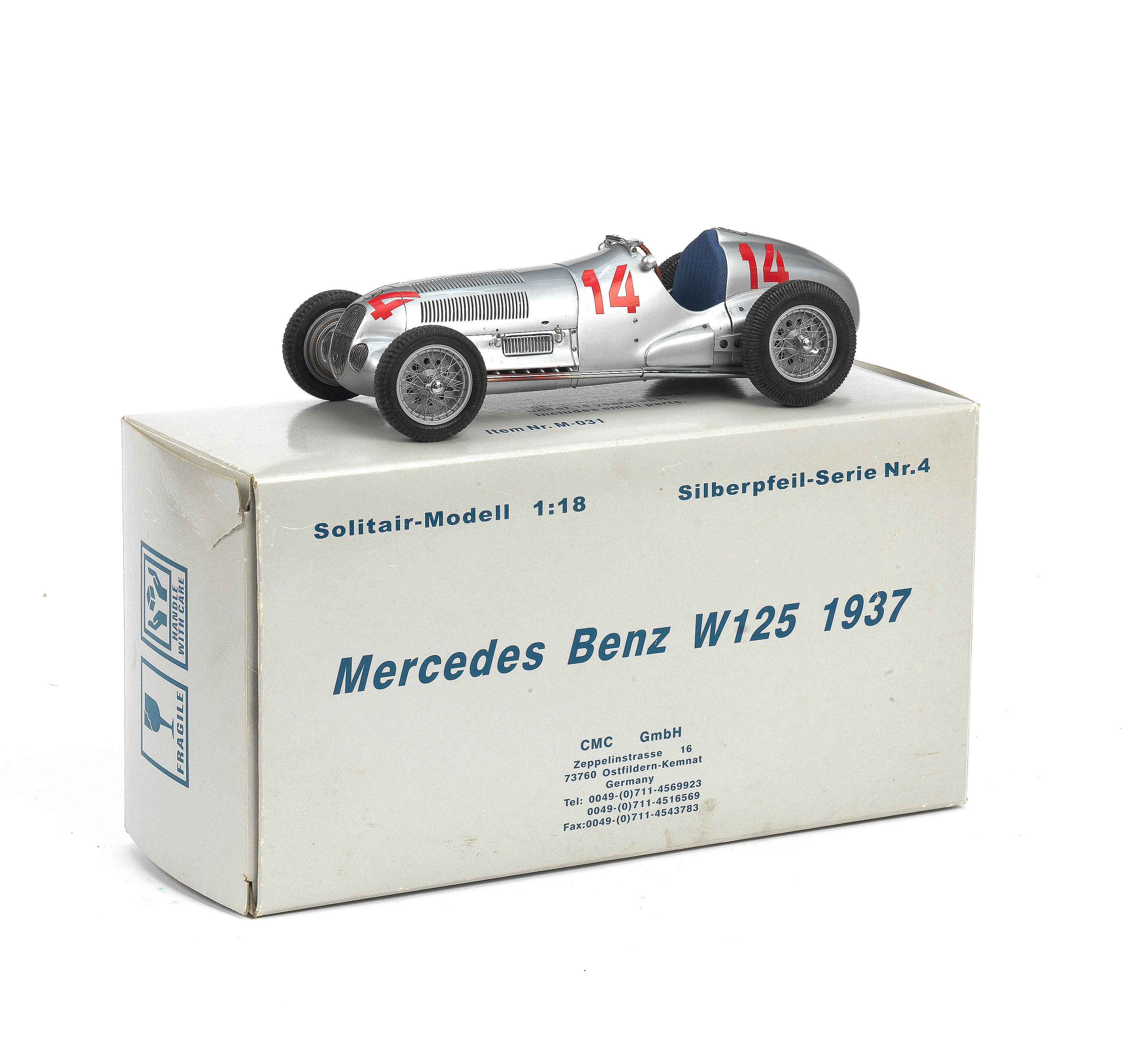 Appraisal: A BOXED SCALE DIE-CAST MODEL OF RUDOLF CARACCIOLA'S SWISS GRAND