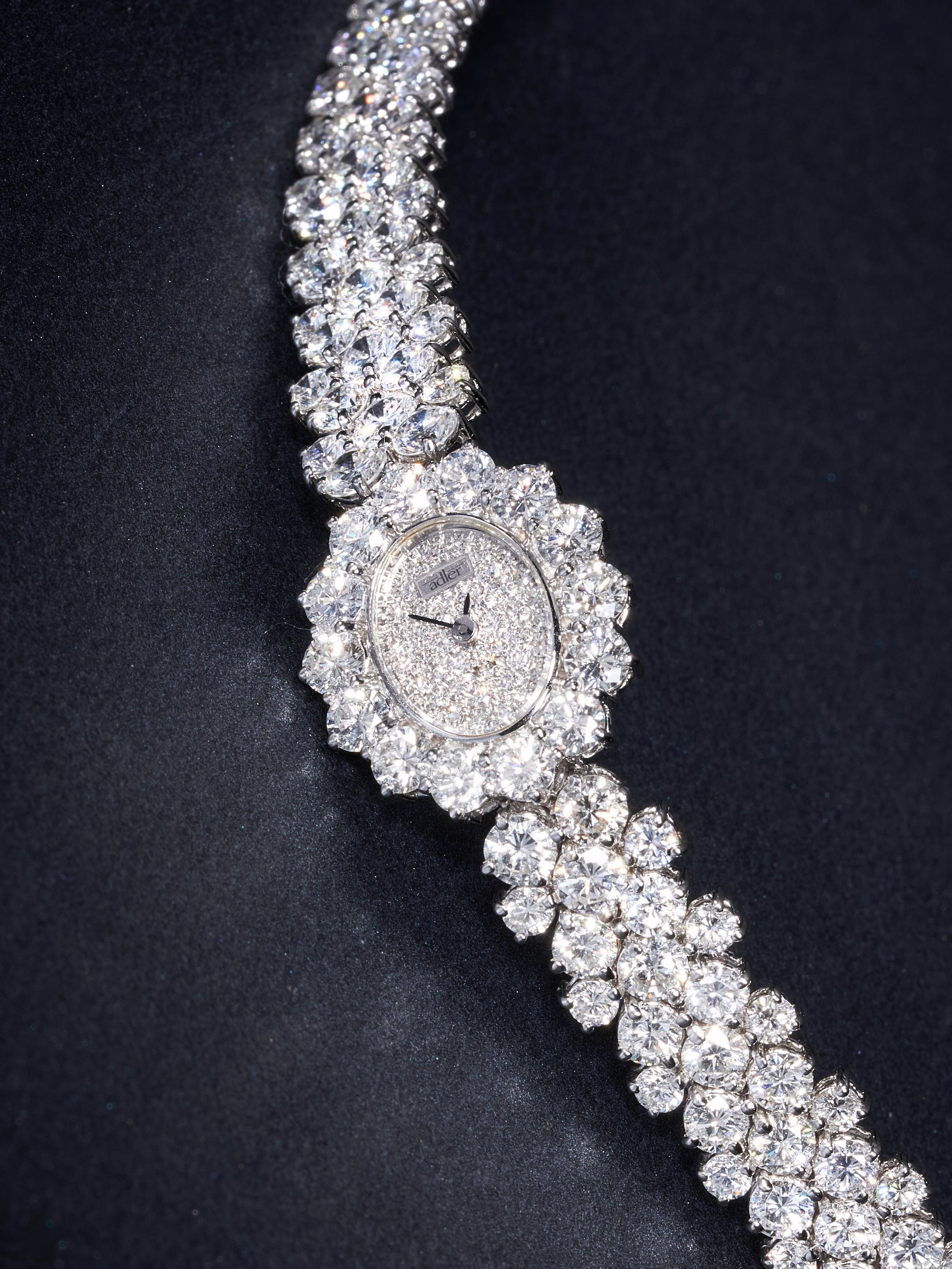 Appraisal: ADLER A WHITE GOLD AND DIAMOND-SET BRACELET WATCH CIRCA Case