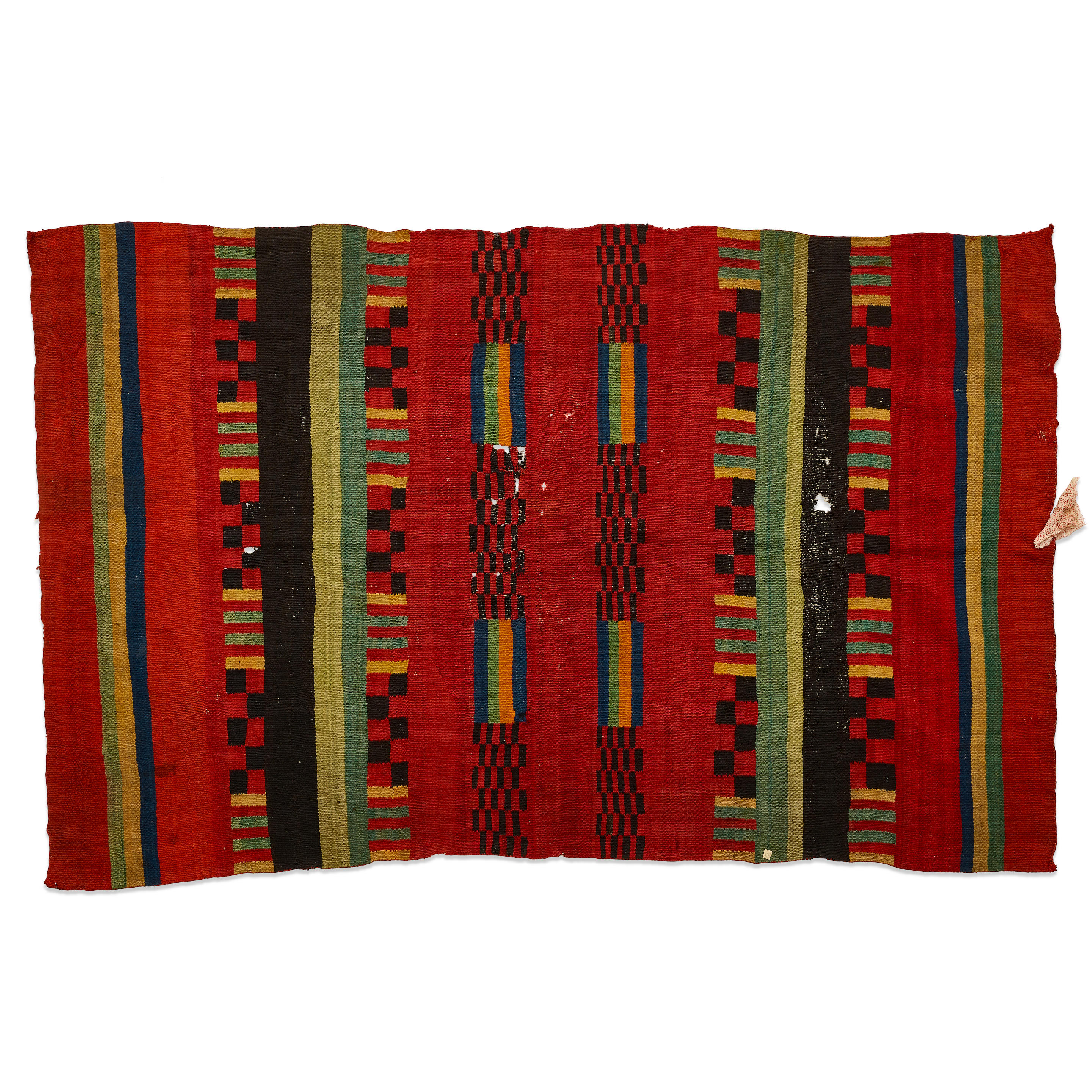 Appraisal: A DIN NAVAJO WEAVING Worked in a geometric banded design