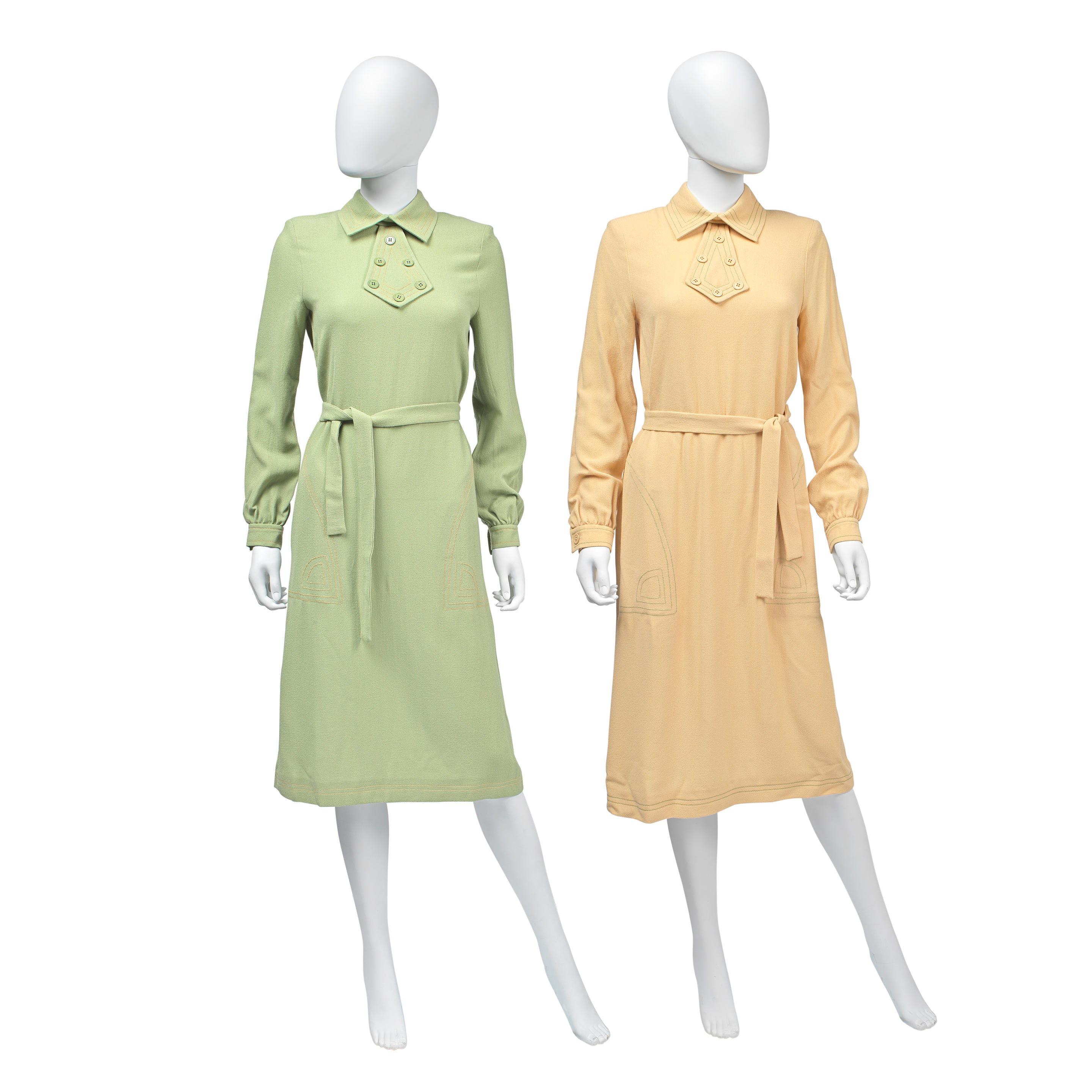 Appraisal: JEAN VARON BRITISH - Two Crepe Wool Dresses s matching