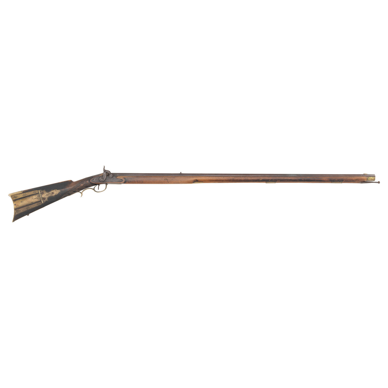 Appraisal: Percussion Indian Trade Rifle by A Gumph caliber wedge-retained octagonal