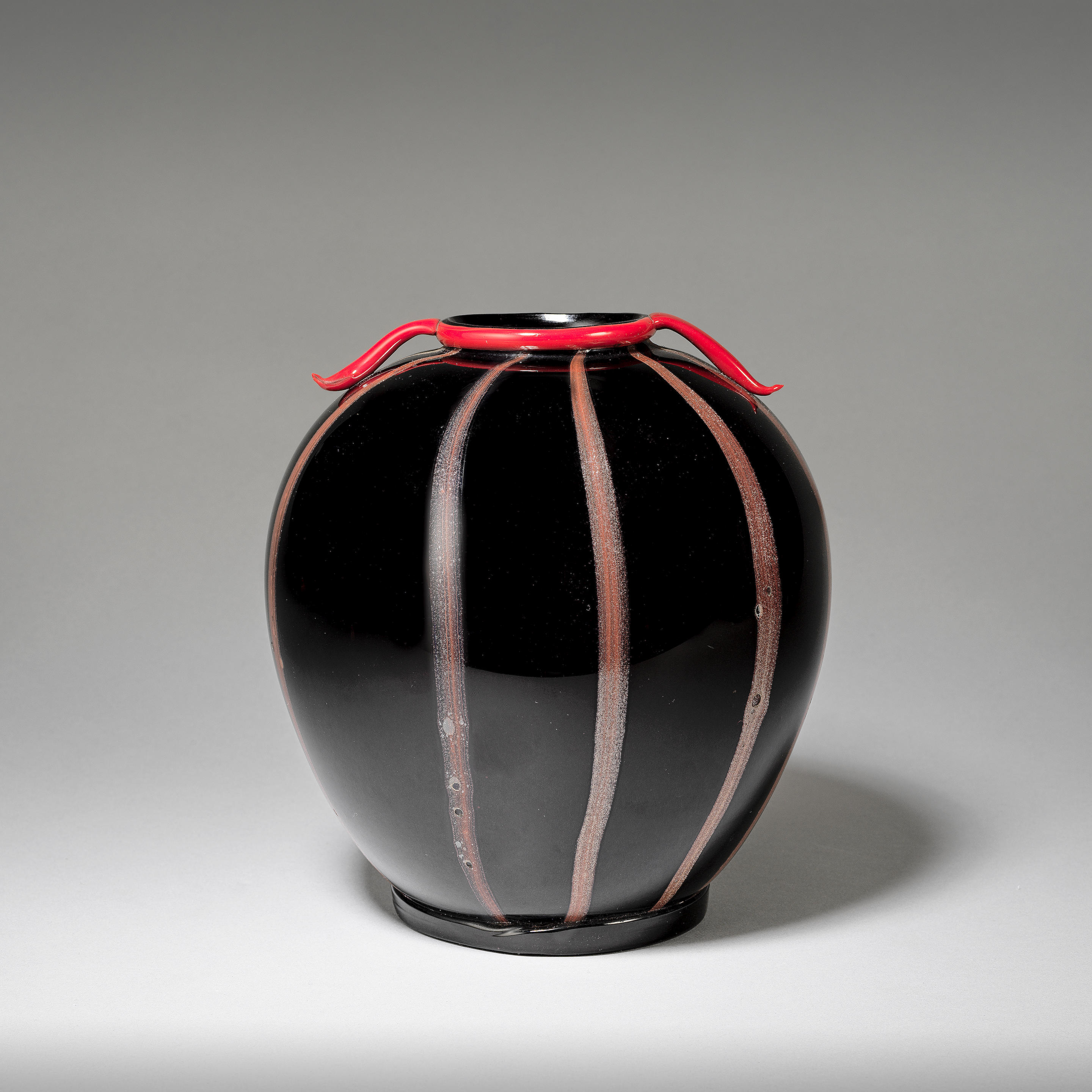 Appraisal: FRATELLI TOSO ITALIAN - 'Rosso e Nero' vase circa Deep