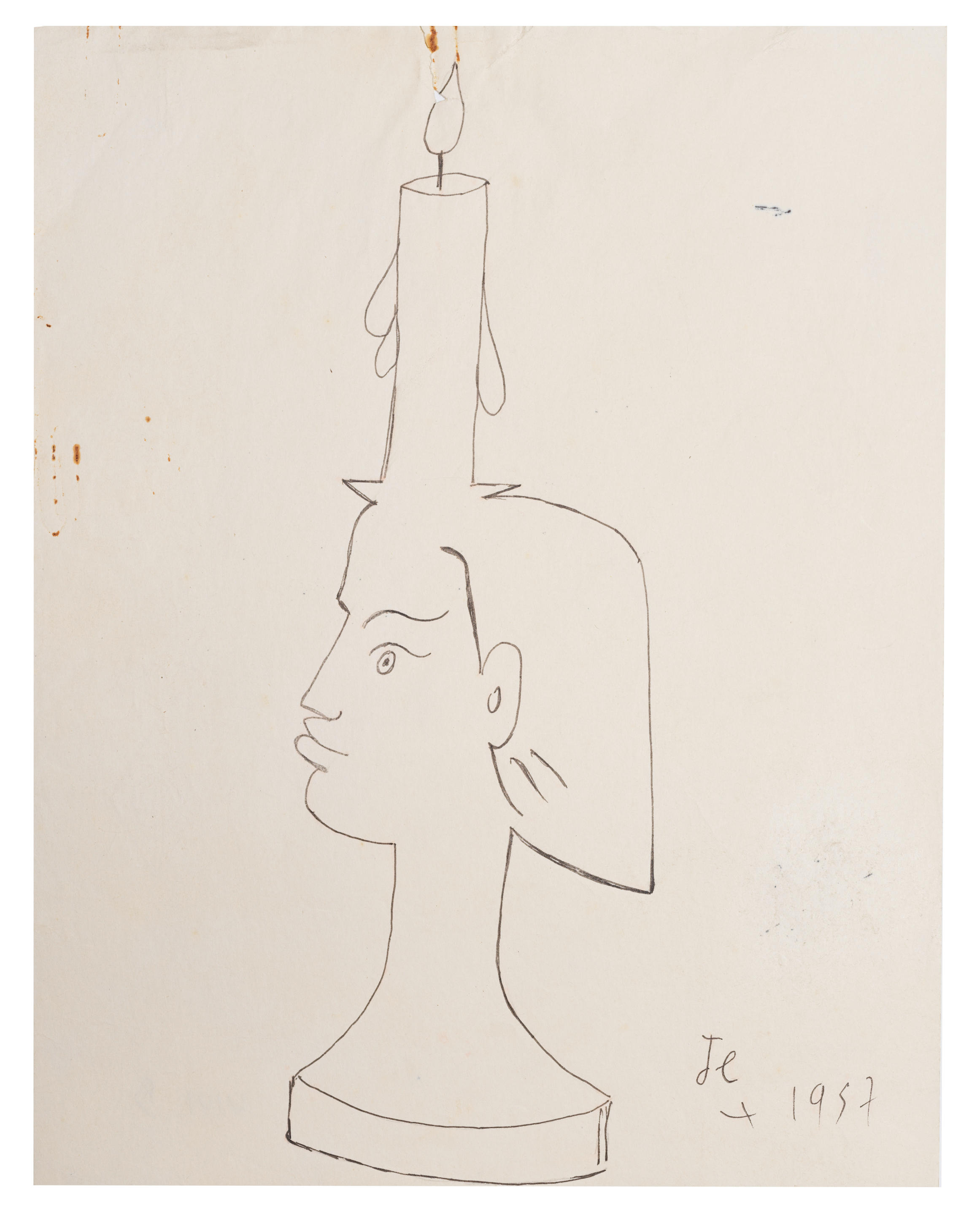 Appraisal: JEAN COCTEAU - Femme la chandelle initiales de l'artiste et