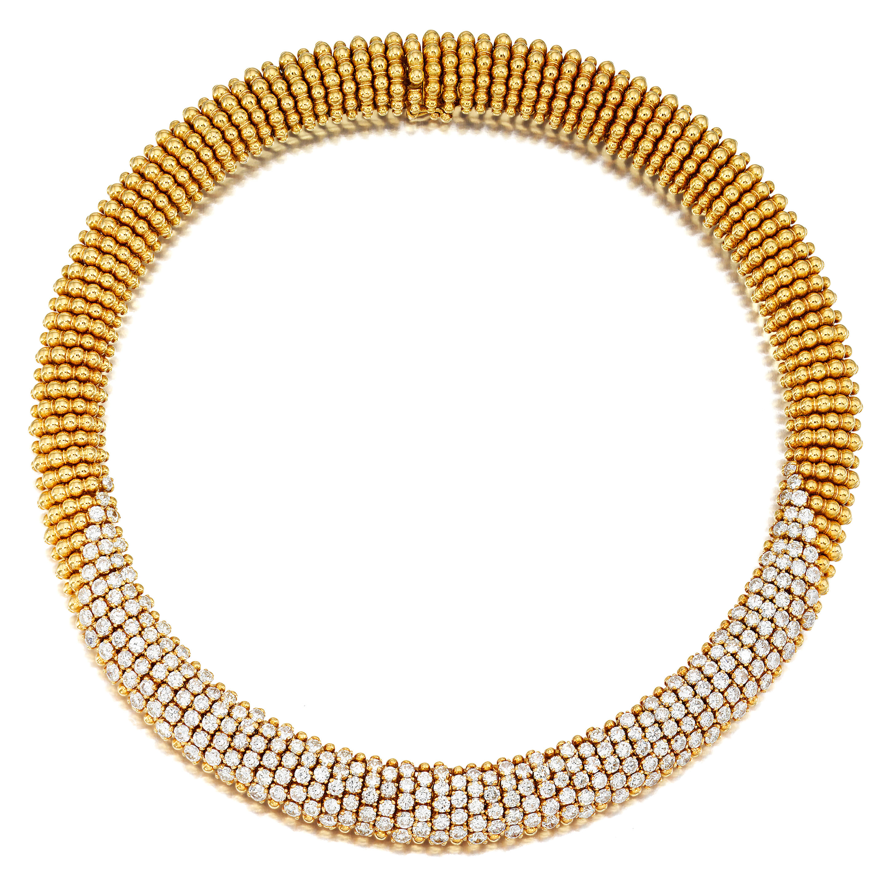 Appraisal: AN K GOLD AND DIAMOND NECKLACE Of flexible design with