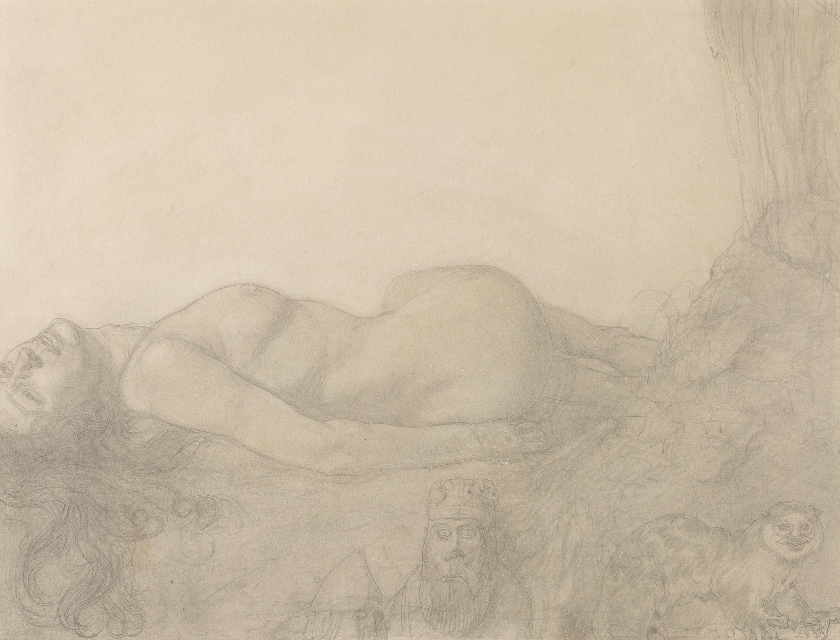 Appraisal: AUSTIN OSMAN SPARE BRITISH - Supine Nude signed with initials